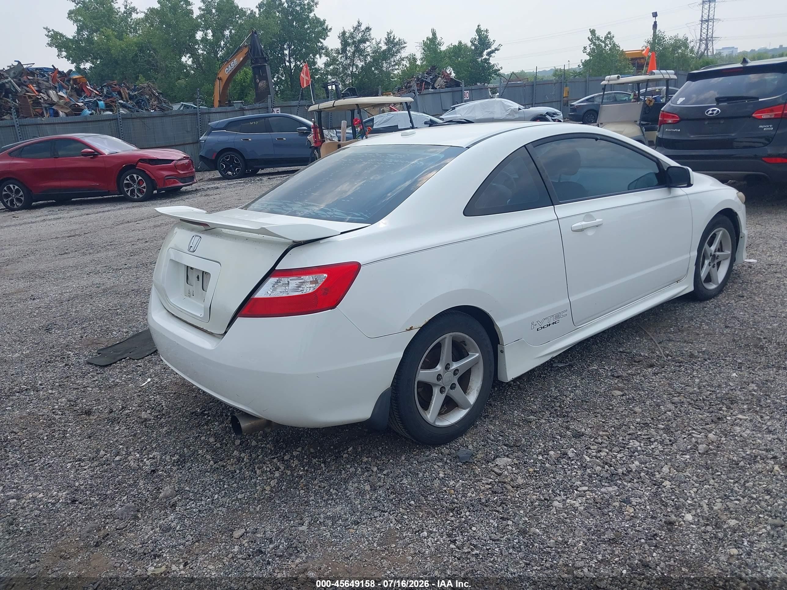 2008 Honda Civic Si White vin: 2HGFG21558H708295