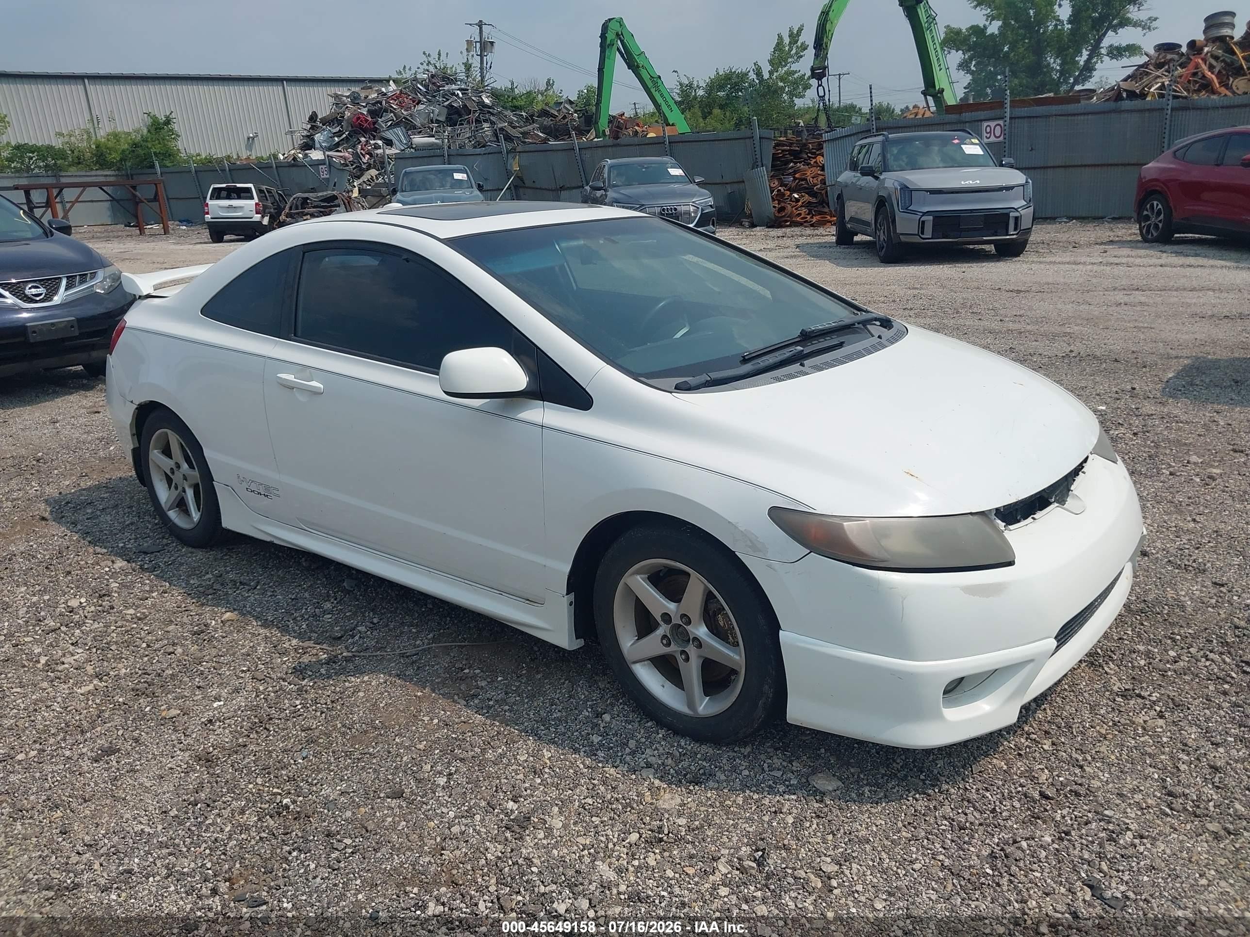 2008 Honda Civic Si White vin: 2HGFG21558H708295