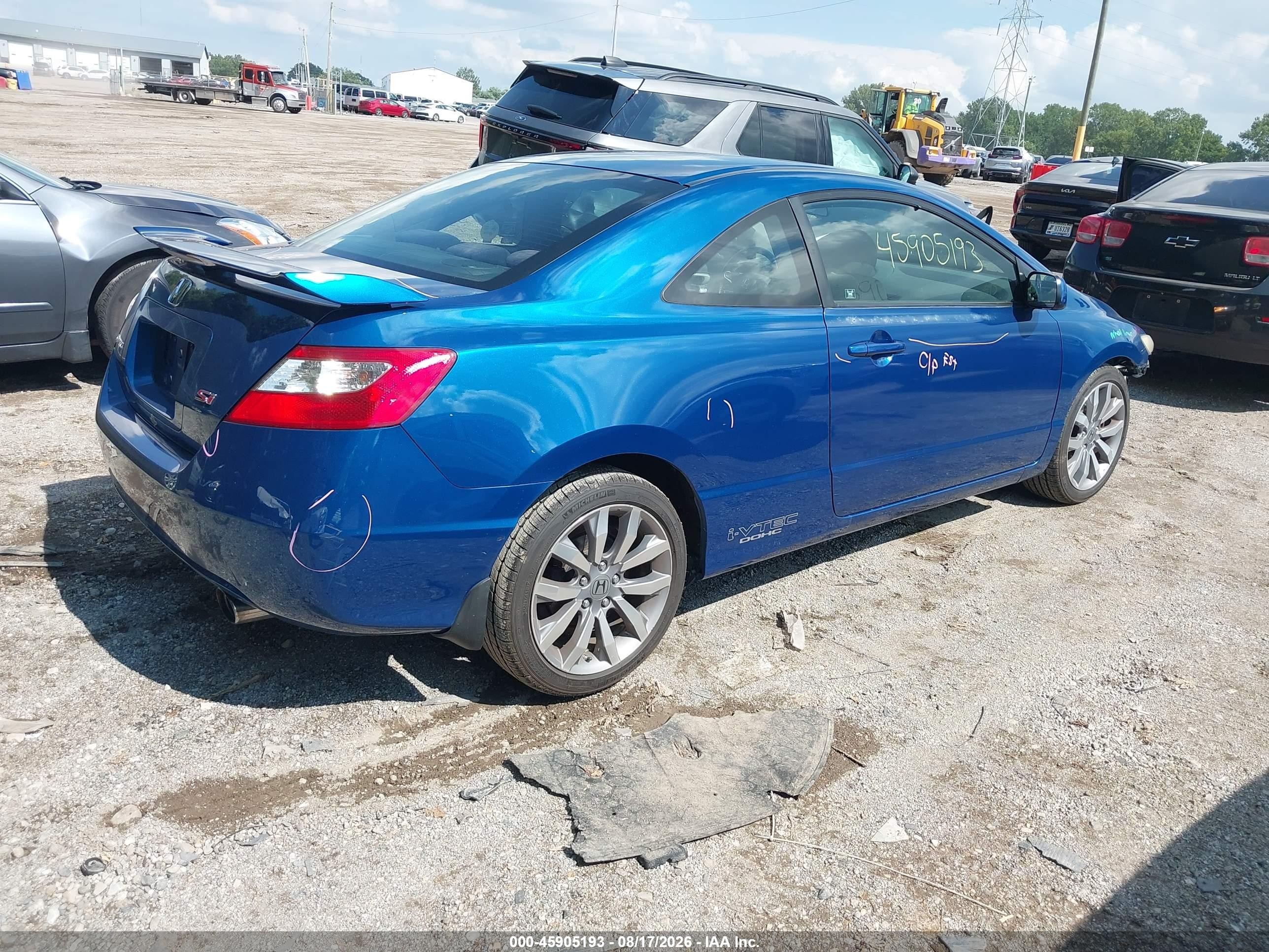2009 Honda Civic Si Синий vin: 2HGFG21579H703875