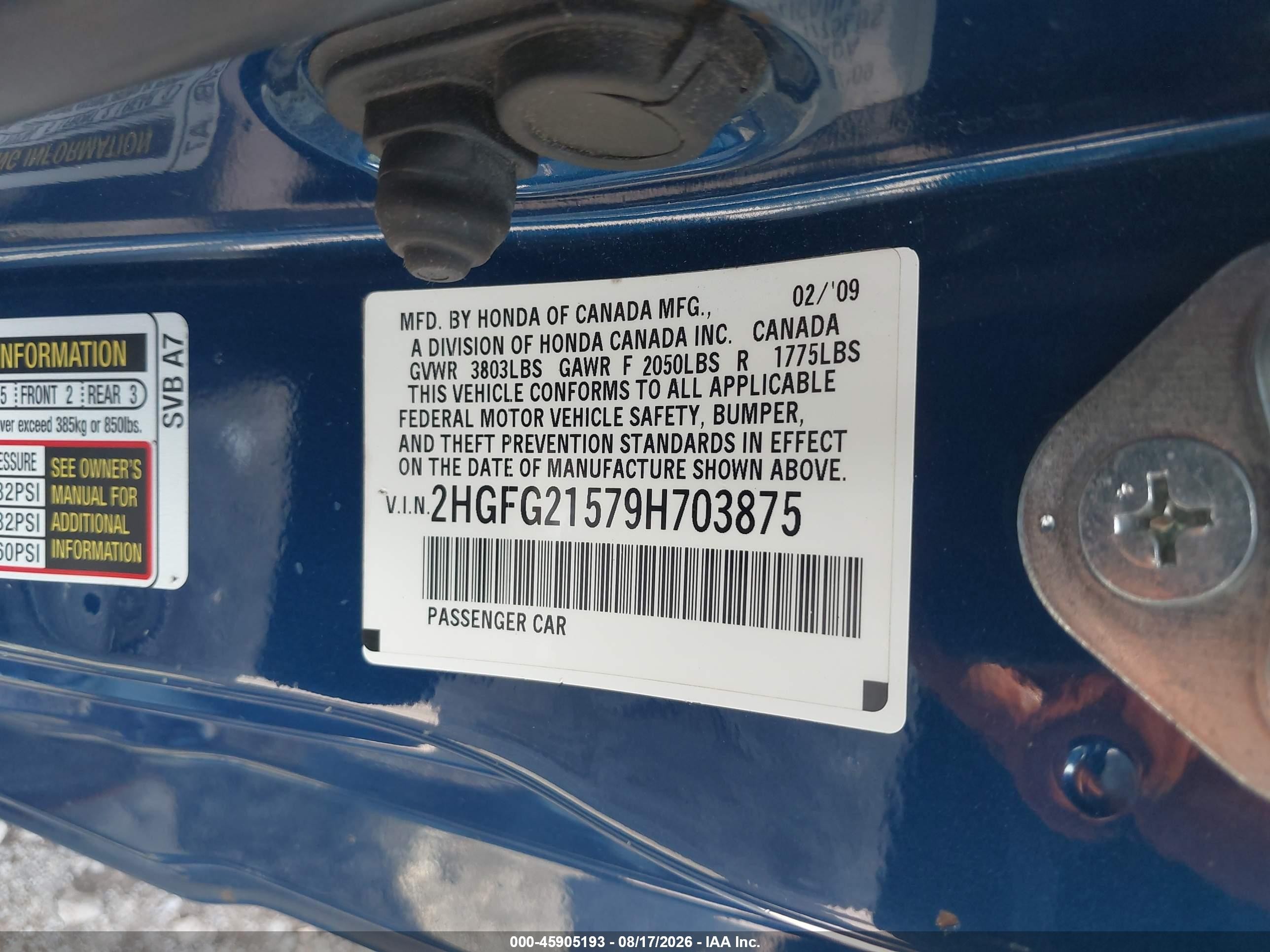 2009 Honda Civic Si Синий vin: 2HGFG21579H703875