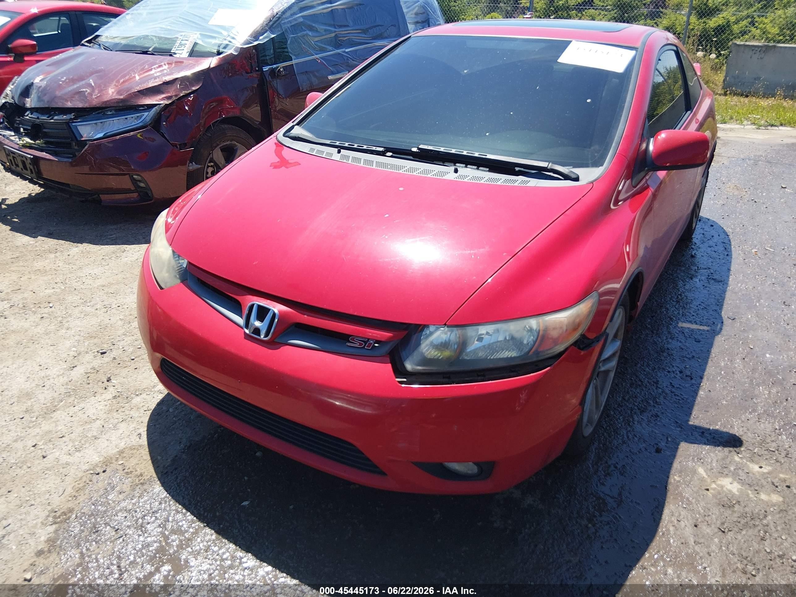 2007 Honda Civic Si Red vin: 2HGFG215X7H703091