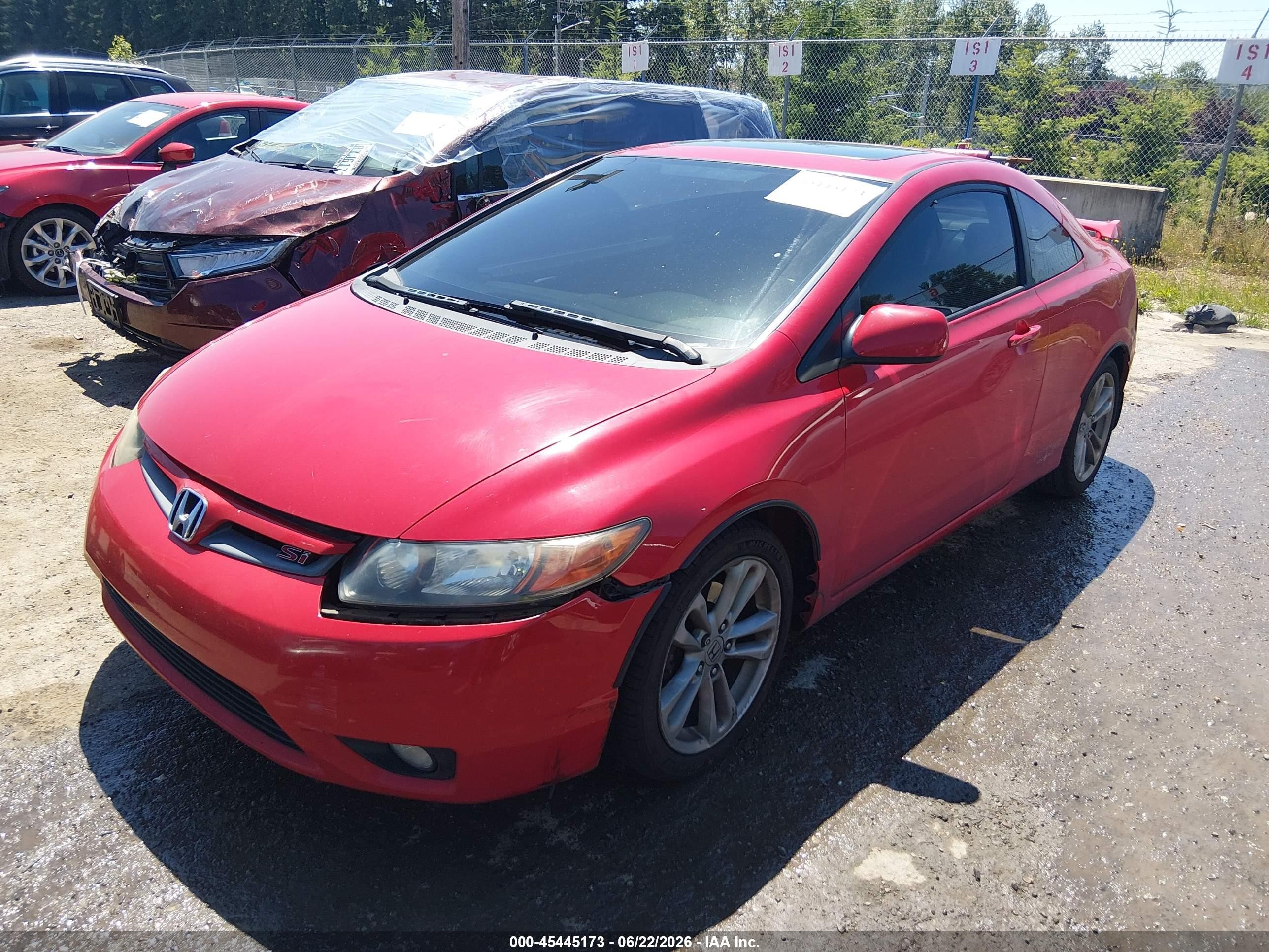 2007 Honda Civic Si Red vin: 2HGFG215X7H703091