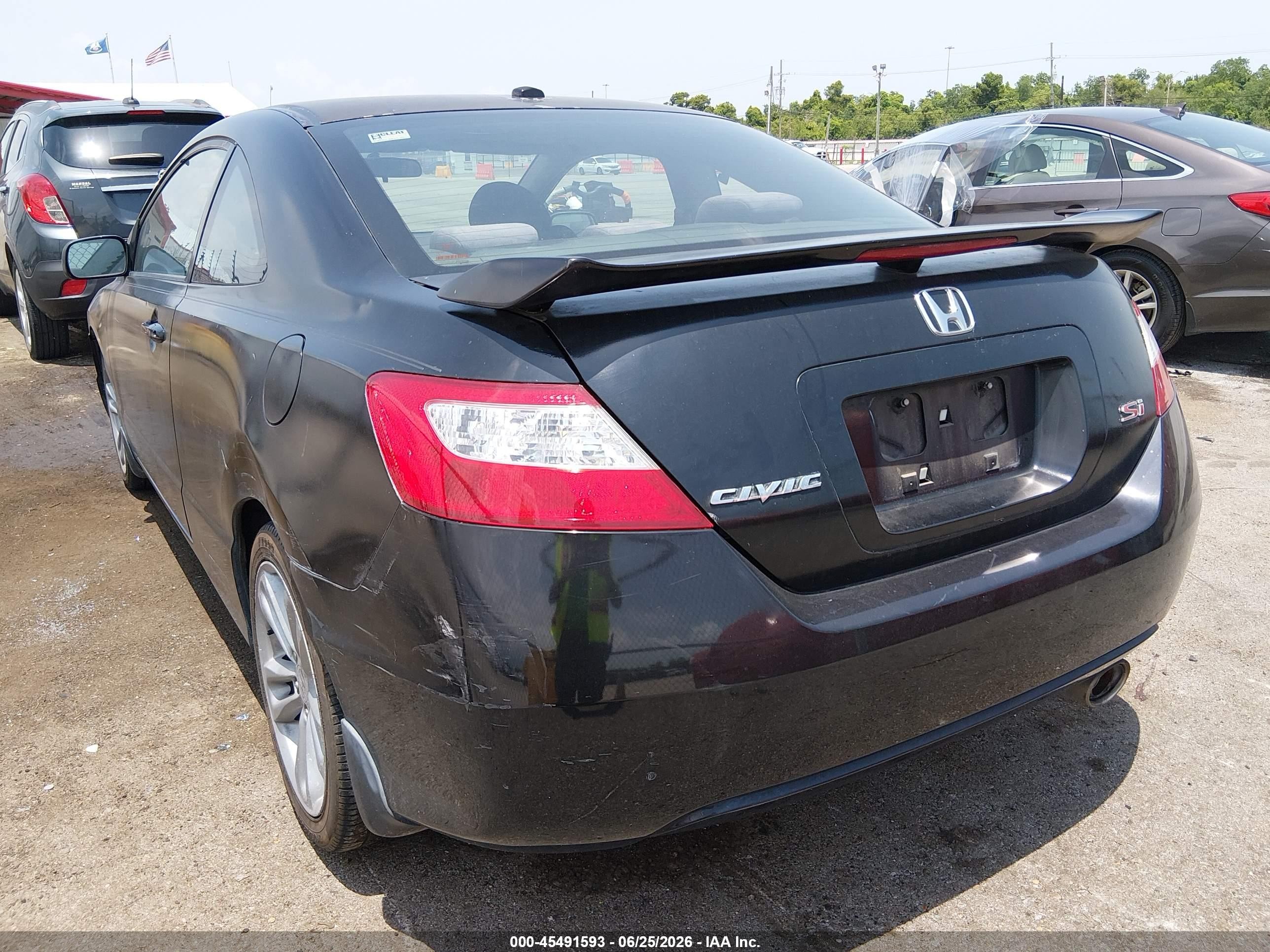 2008 Honda Civic Si Black vin: 2HGFG215X8H705425