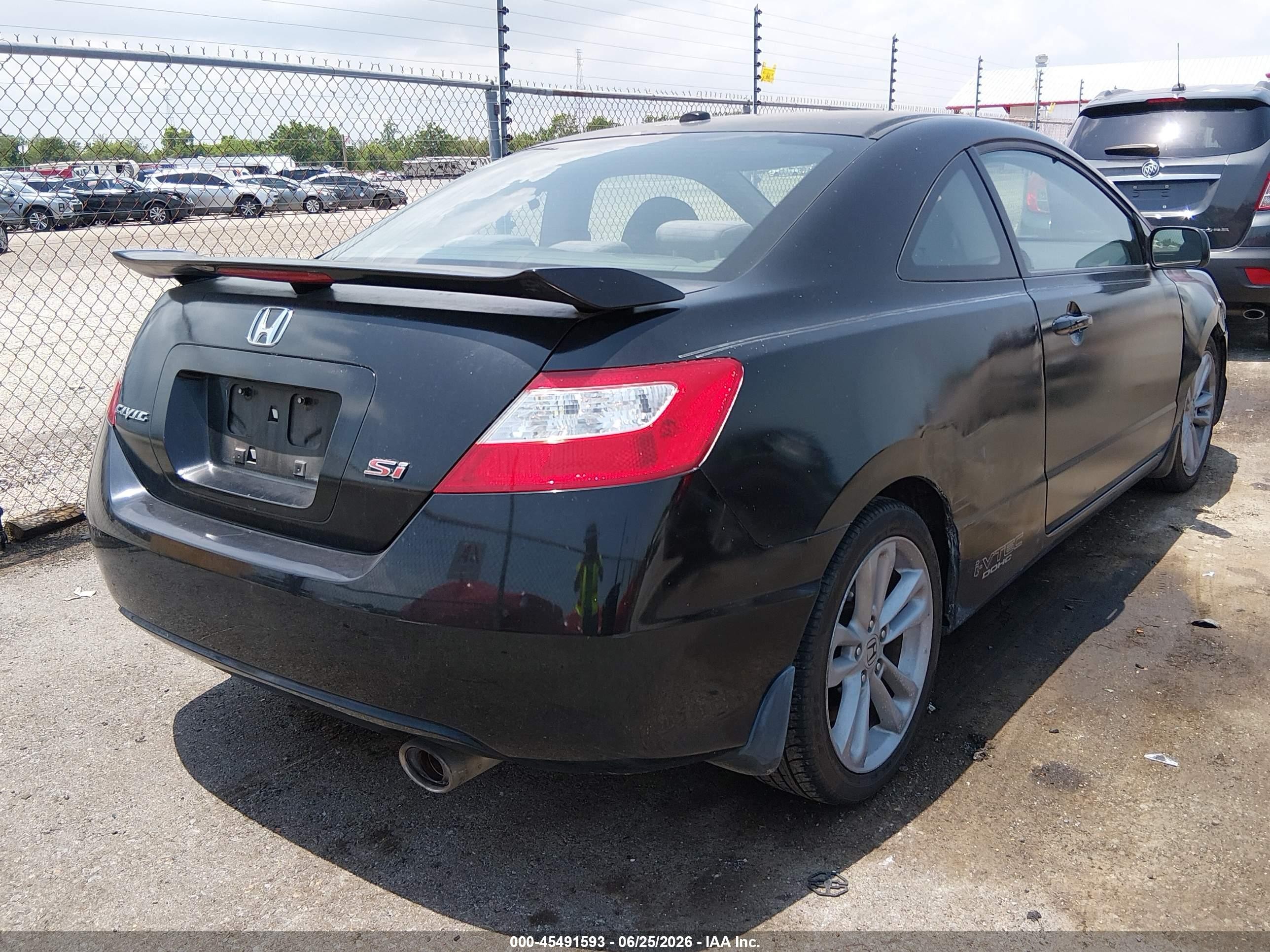 2008 Honda Civic Si Black vin: 2HGFG215X8H705425