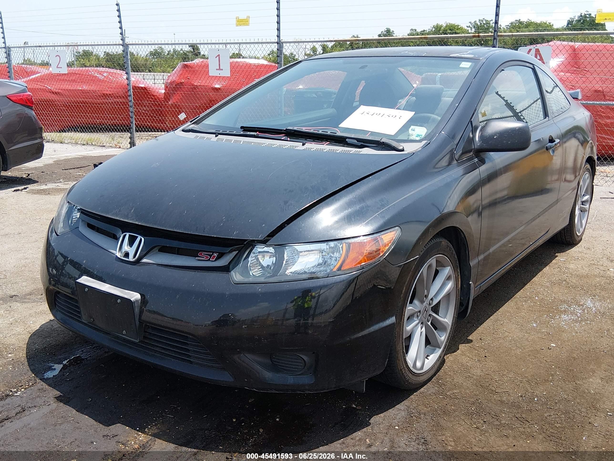 2008 Honda Civic Si Black vin: 2HGFG215X8H705425