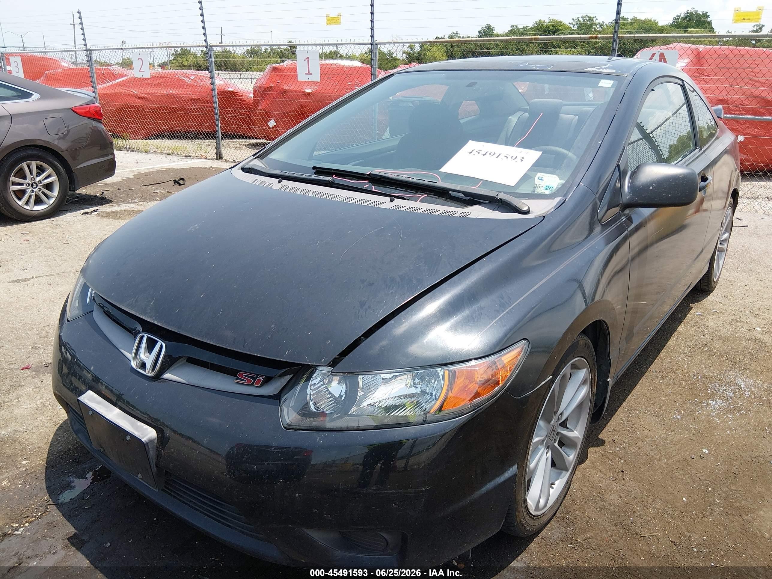 2008 Honda Civic Si Black vin: 2HGFG215X8H705425