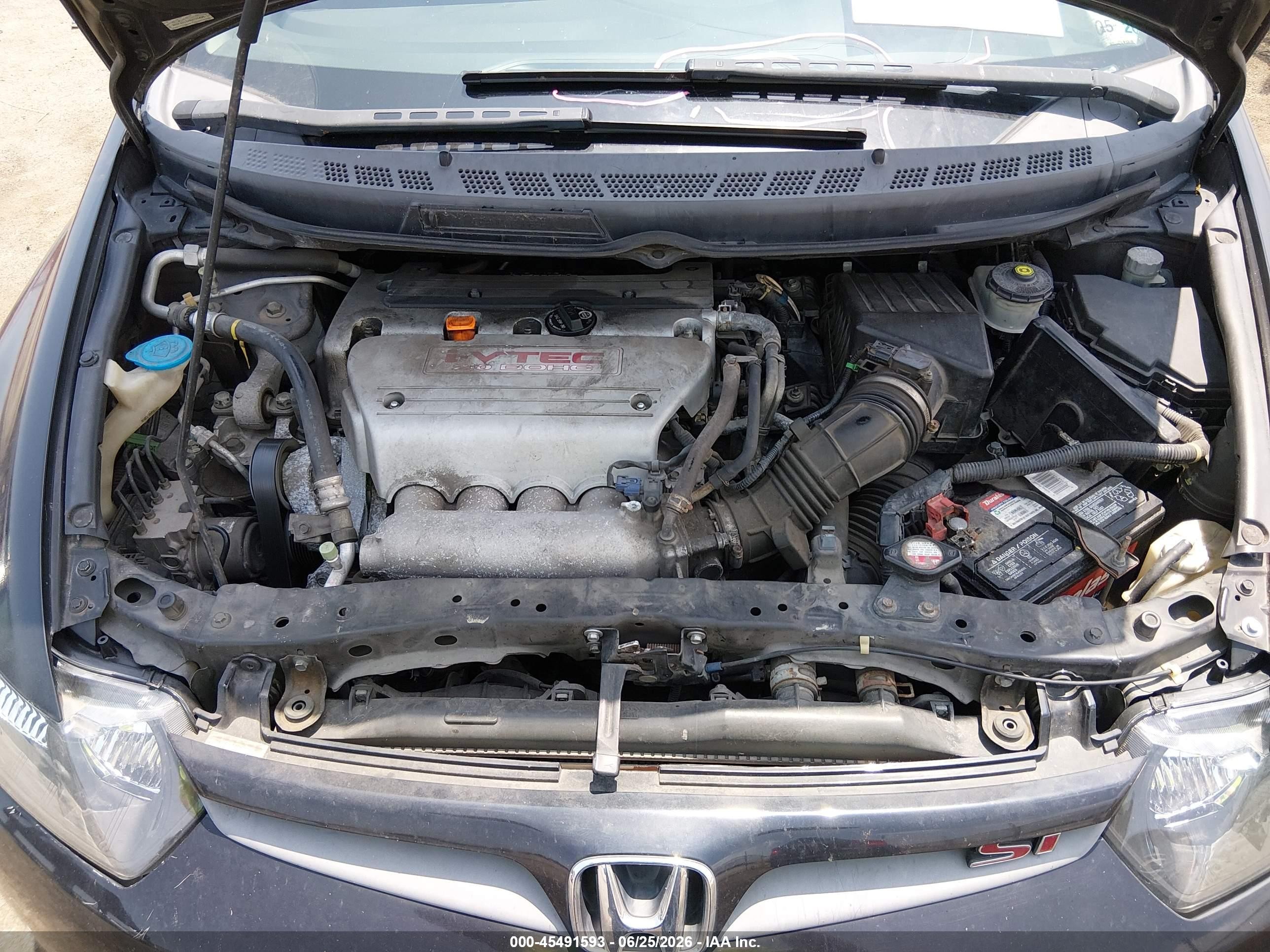 2008 Honda Civic Si Black vin: 2HGFG215X8H705425