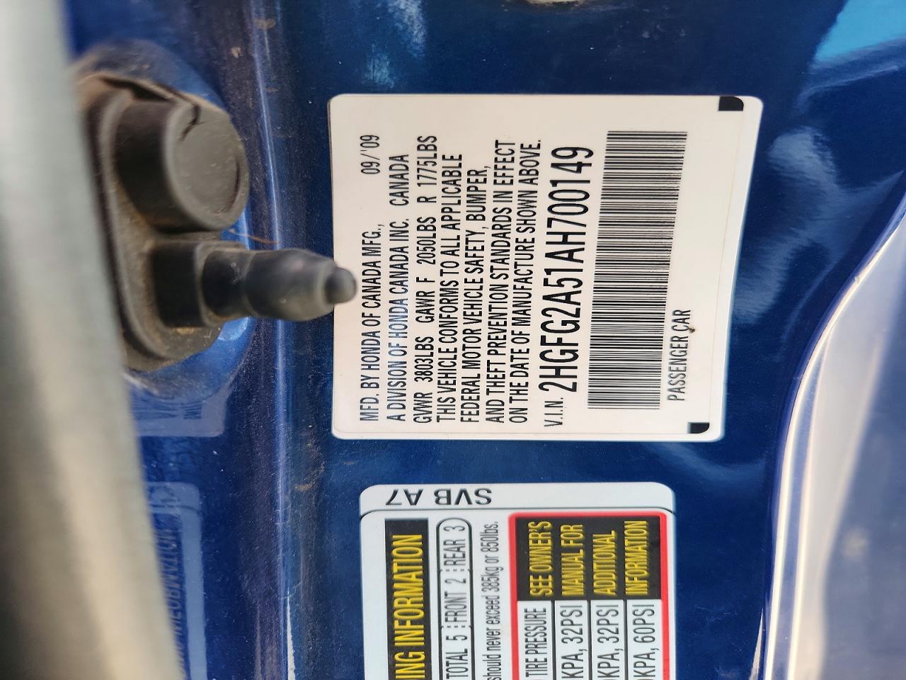 2010 Honda Civic Si Blue vin: 2HGFG2A51AH700149