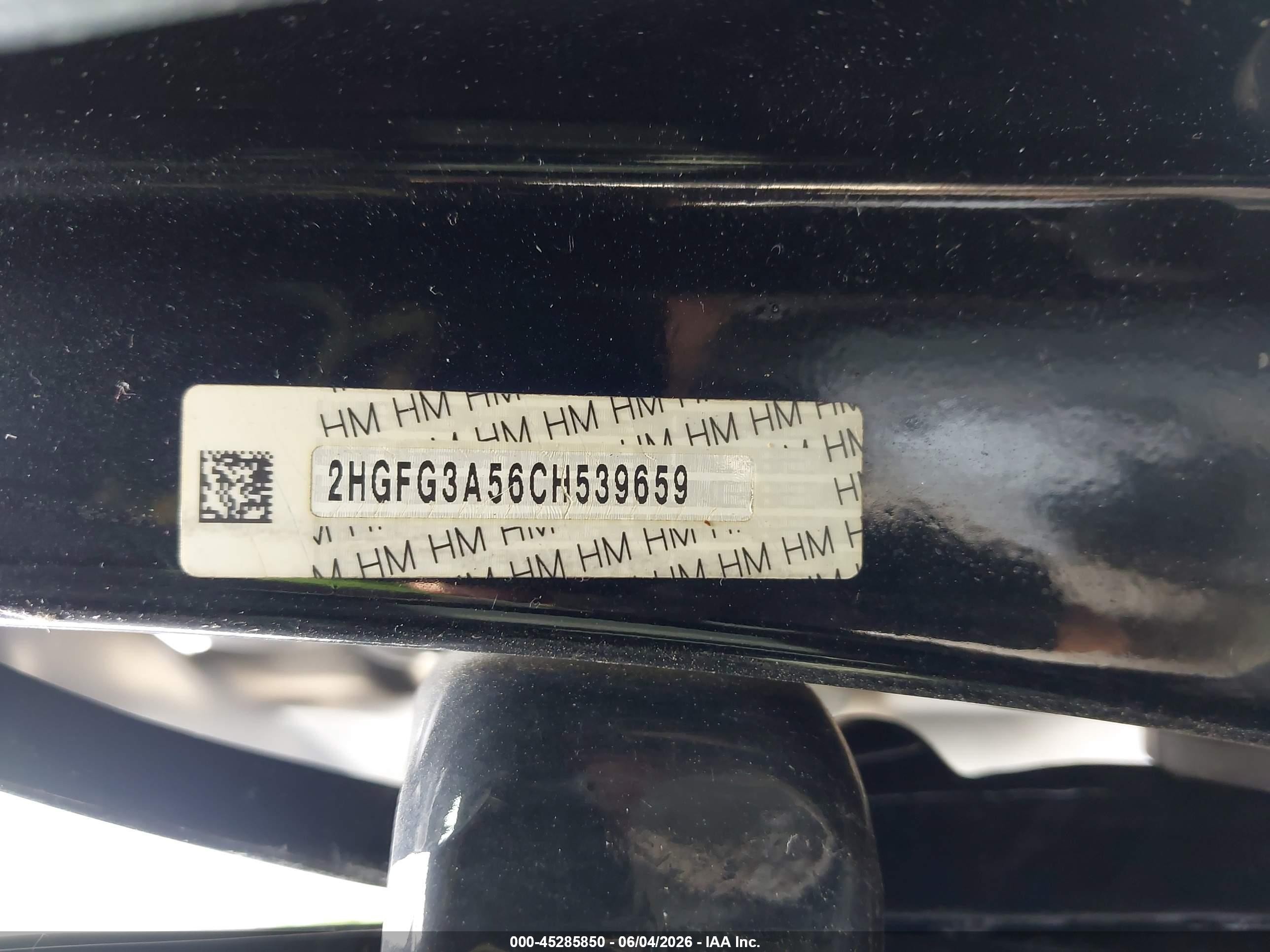 2012 Honda Civic Lx Black vin: 2HGFG3A56CH539659