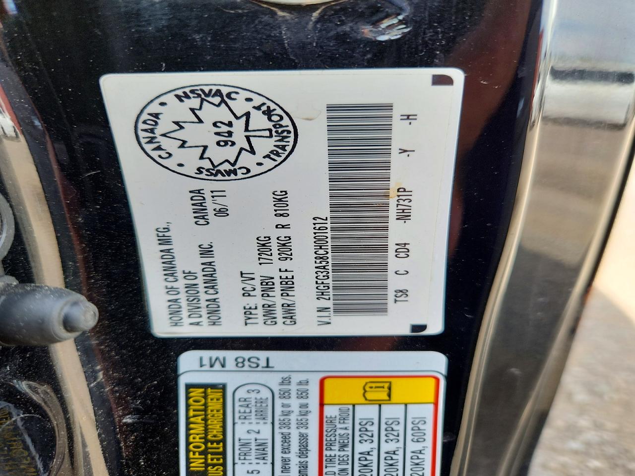 2012 Honda Civic Lx Black vin: 2HGFG3A58CH001612