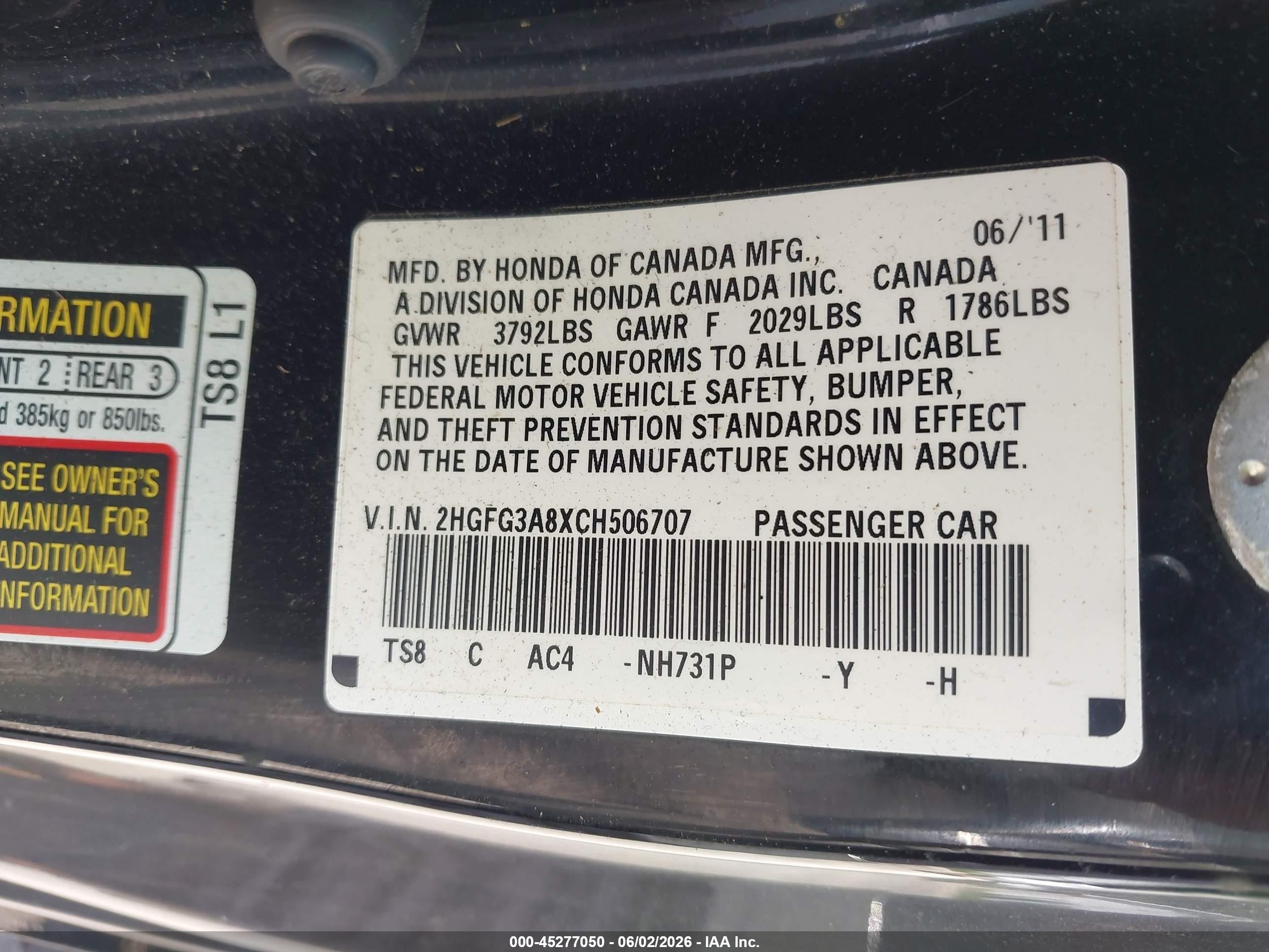 2012 Honda Civic Ex Black vin: 2HGFG3A8XCH506707