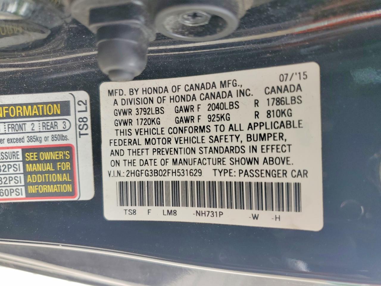 2015 Honda Civic Exl Черный vin: 2HGFG3B02FH531629