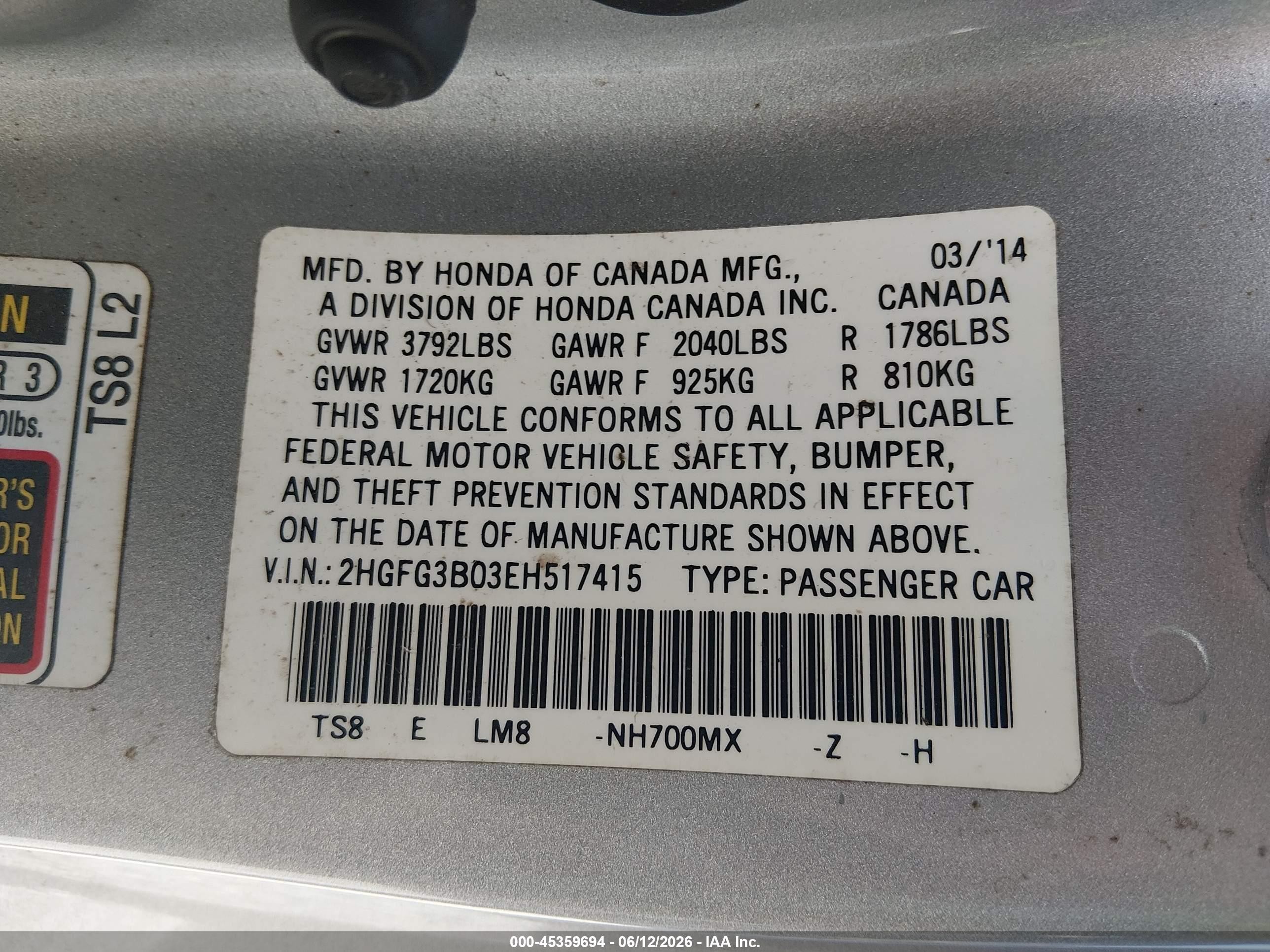 2014 Honda Civic Ex-l Silver vin: 2HGFG3B03EH517415