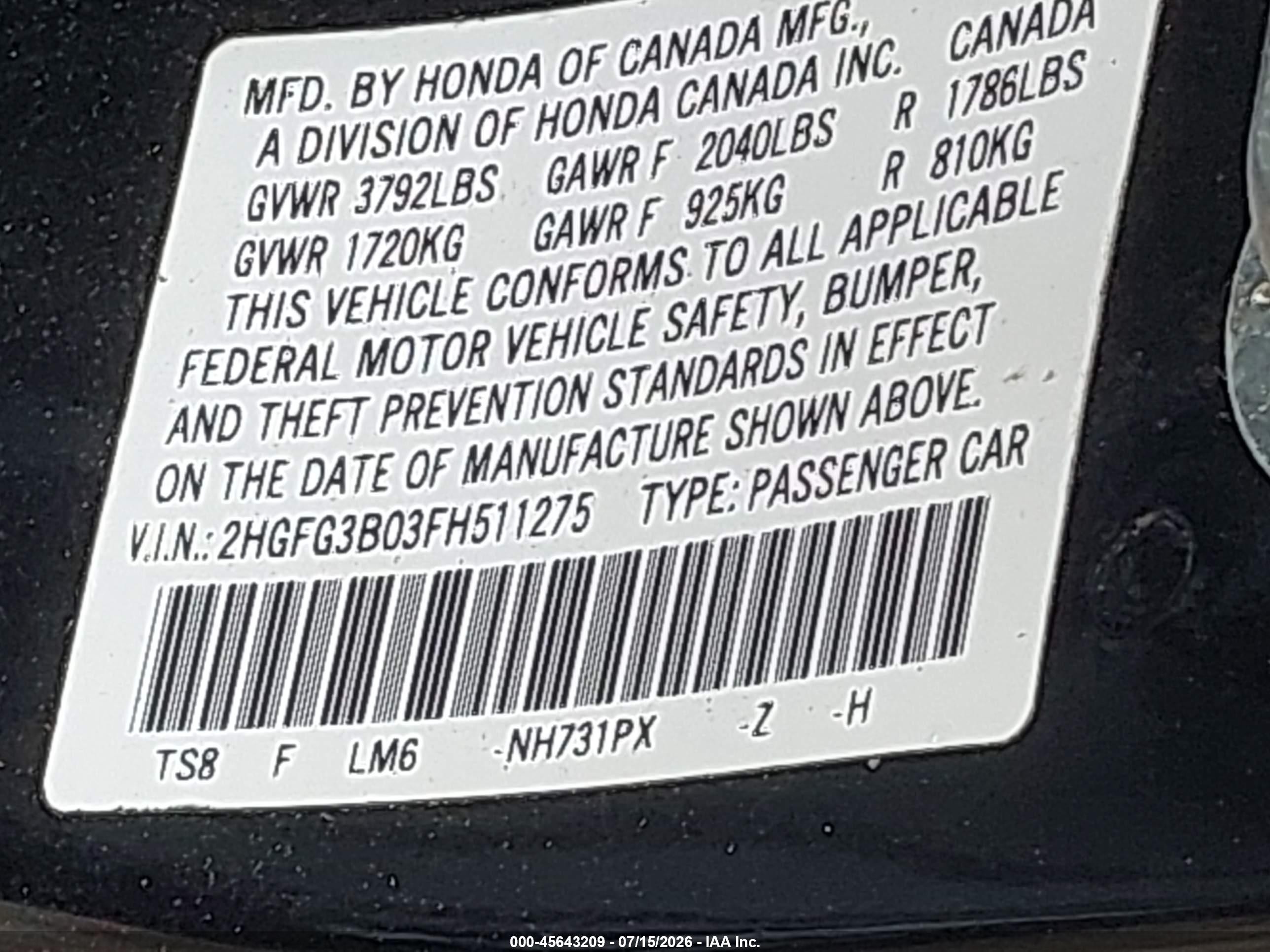 2015 Honda Civic Ex-l Black vin: 2HGFG3B03FH511275