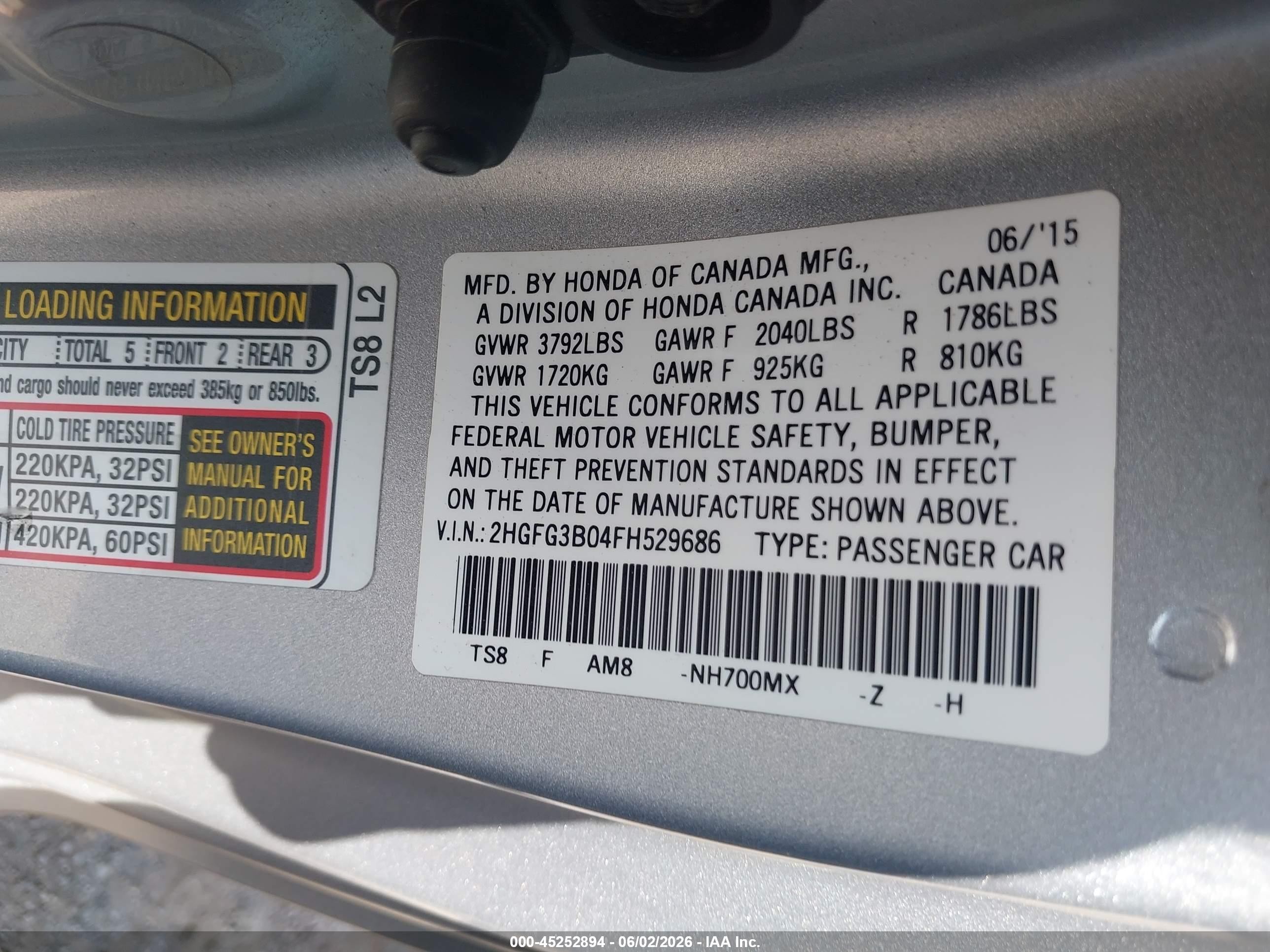 2015 Honda Civic Ex-l Серебряный vin: 2HGFG3B04FH529686
