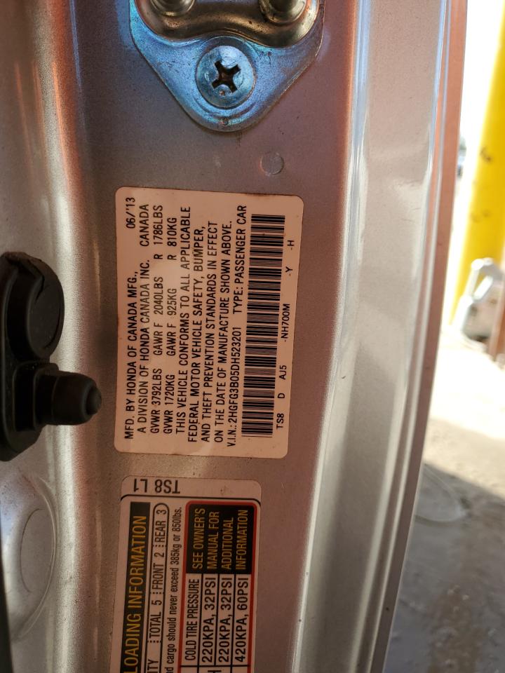 2013 Honda Civic Exl Серебряный vin: 2HGFG3B05DH523201