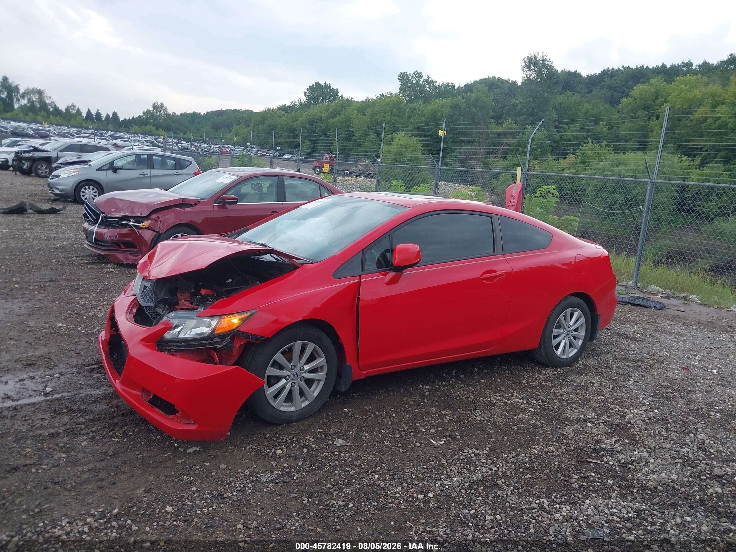 2012 Honda Civic Ex-l Red vin: 2HGFG3B08CH525524