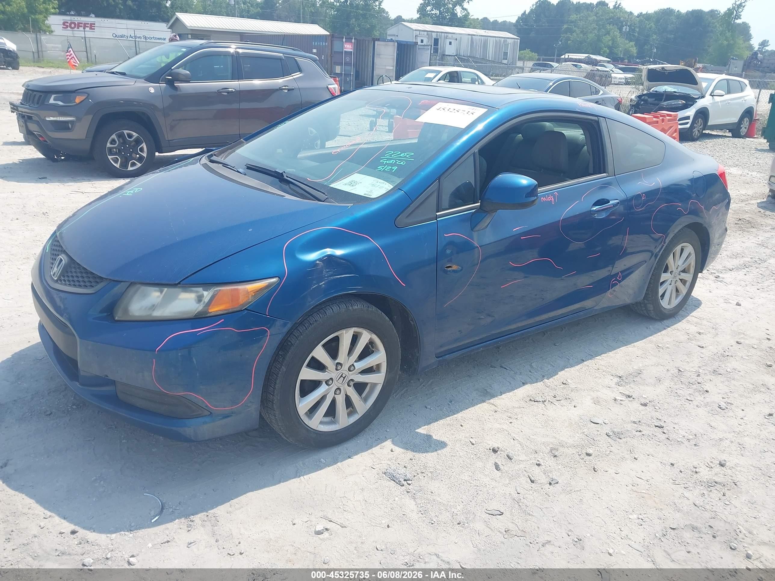 2012 Honda Civic Ex-l Blue vin: 2HGFG3B11CH521534