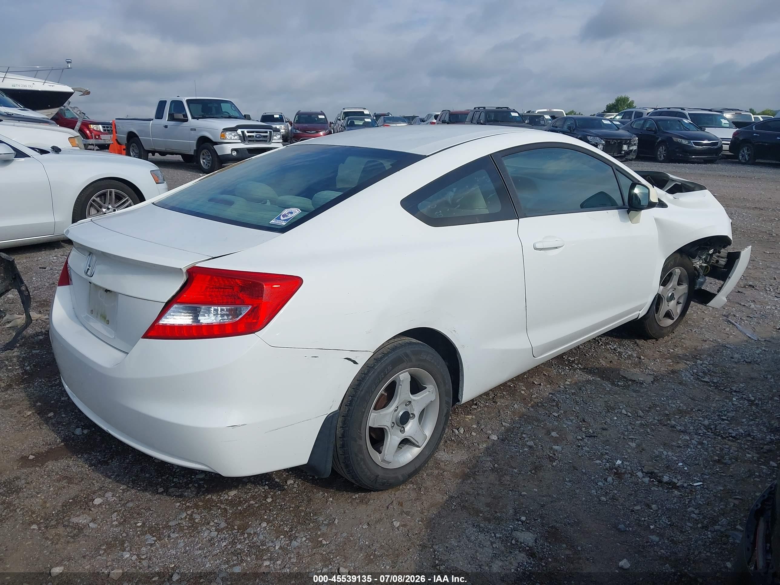 2012 Honda Civic Lx White vin: 2HGFG3B50CH511953
