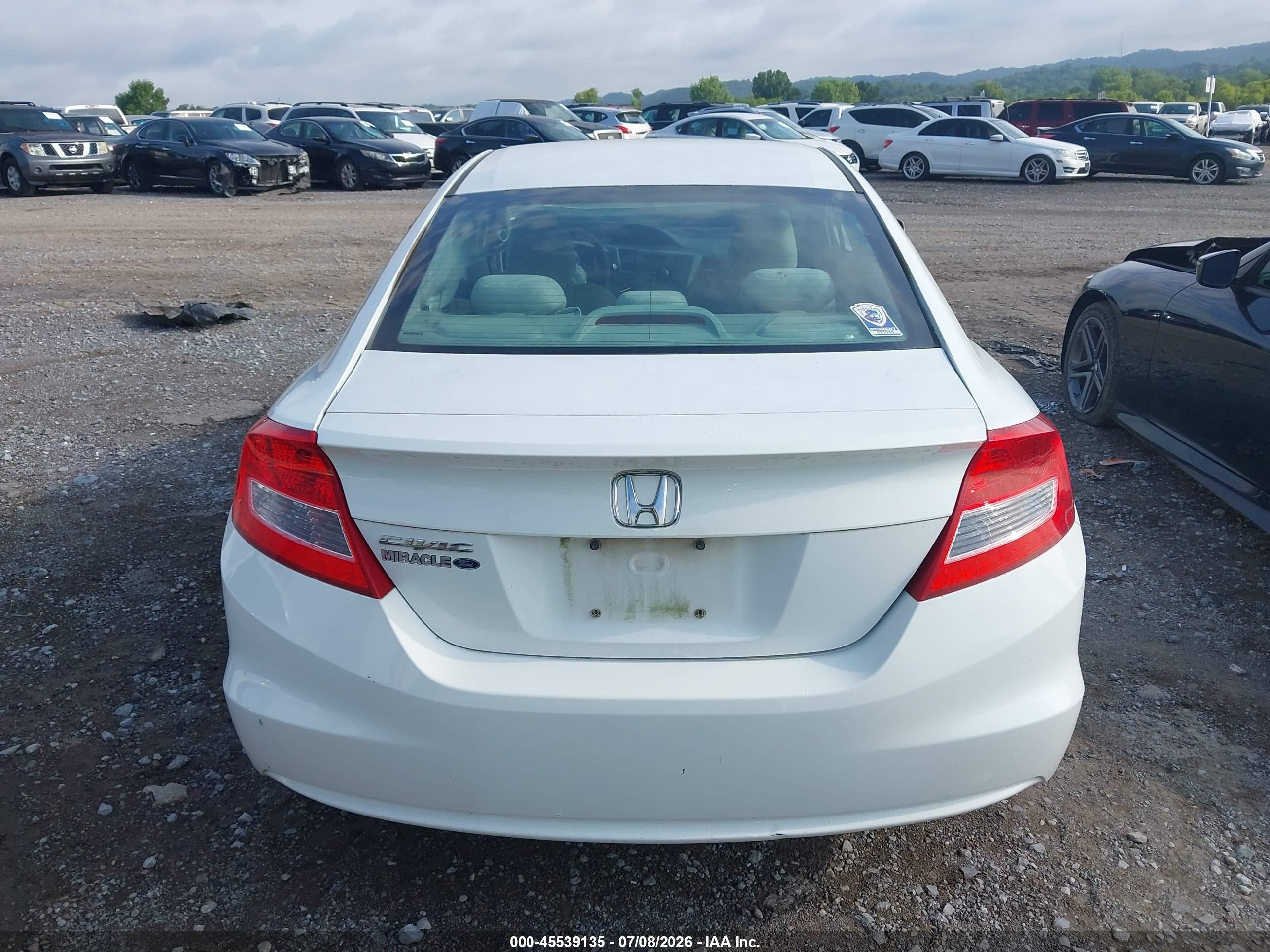 2012 Honda Civic Lx White vin: 2HGFG3B50CH511953