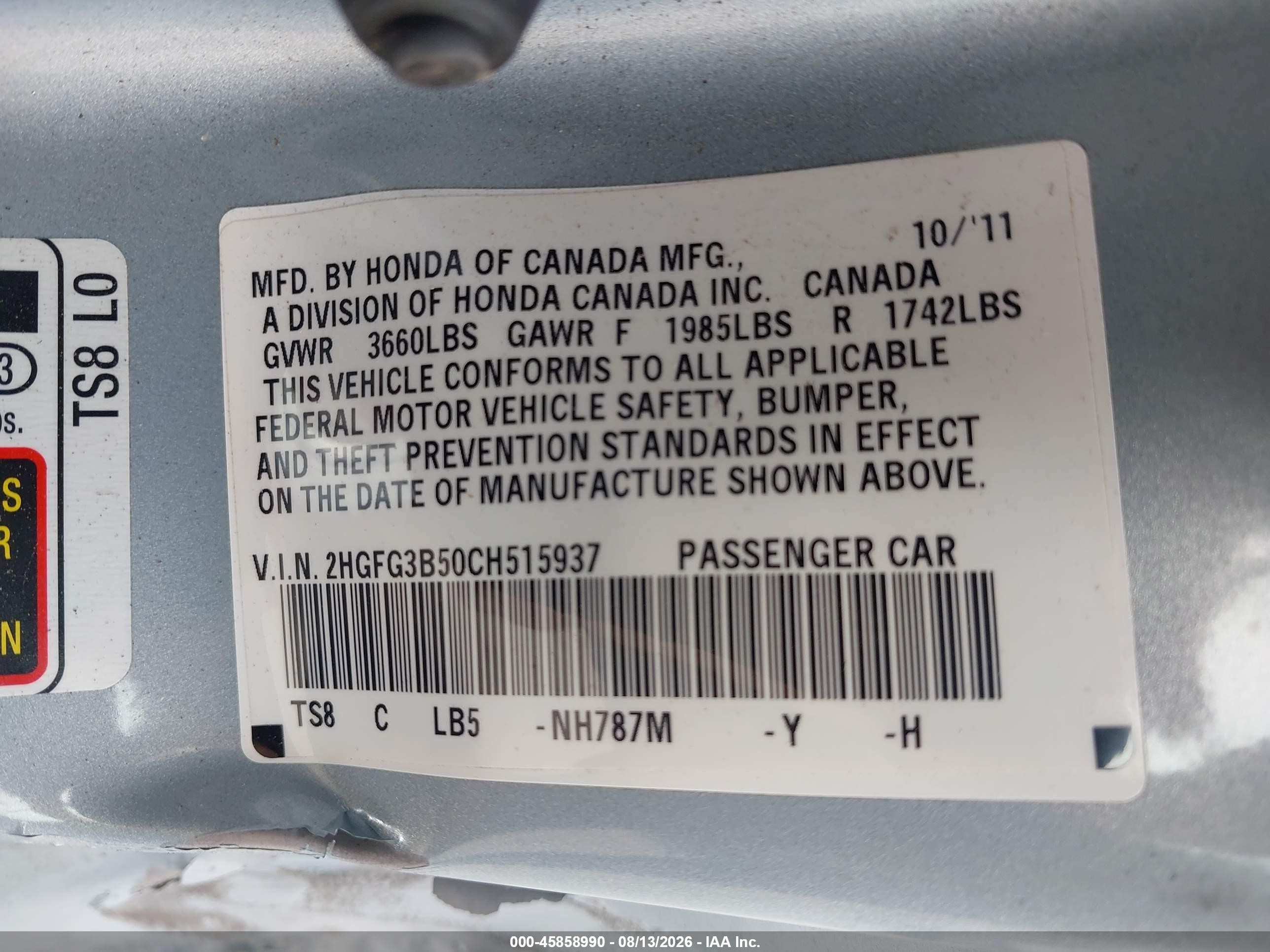 2012 Honda Civic Lx Silver vin: 2HGFG3B50CH515937