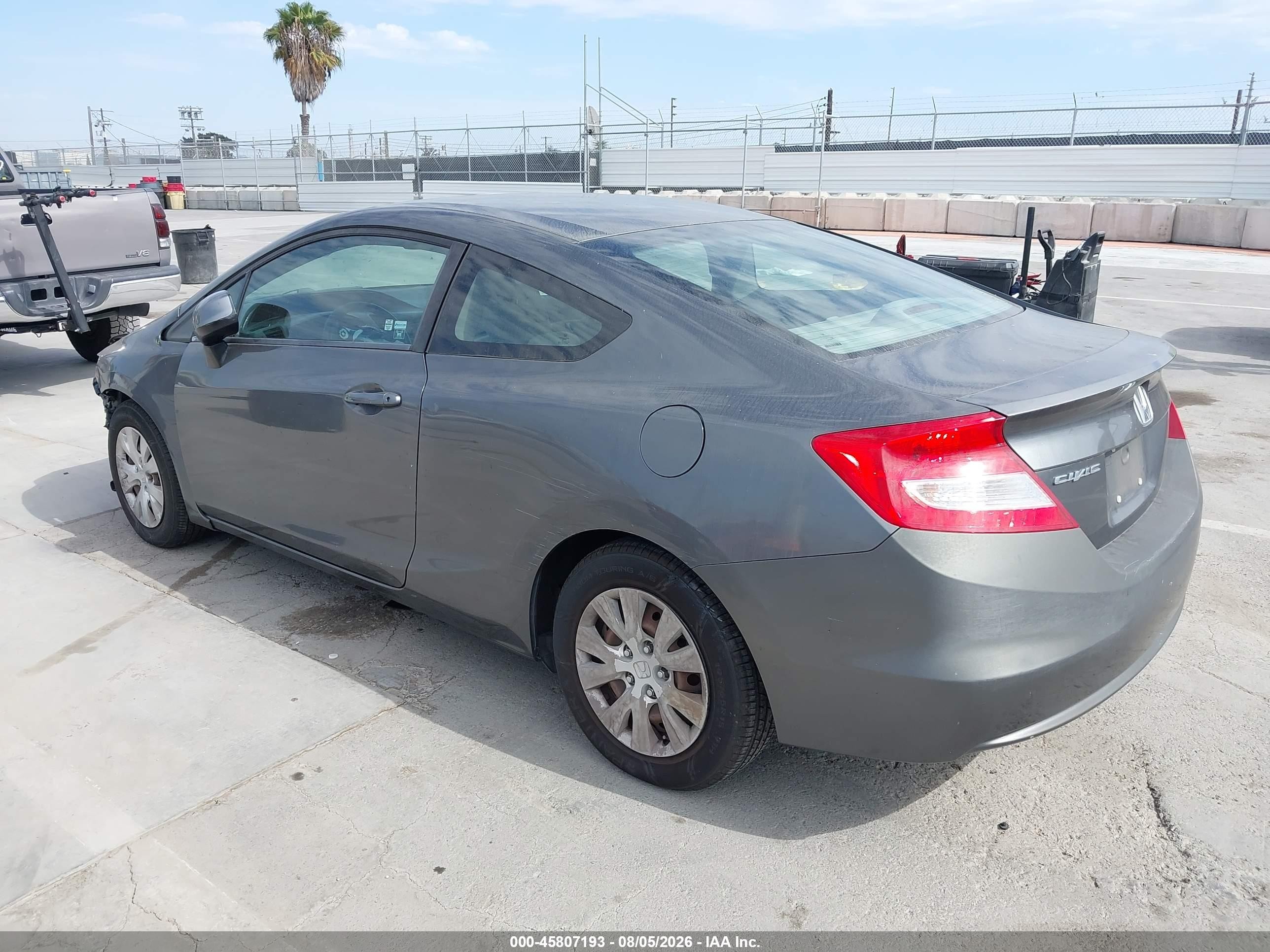2012 Honda Civic Lx Gray vin: 2HGFG3B50CH527649