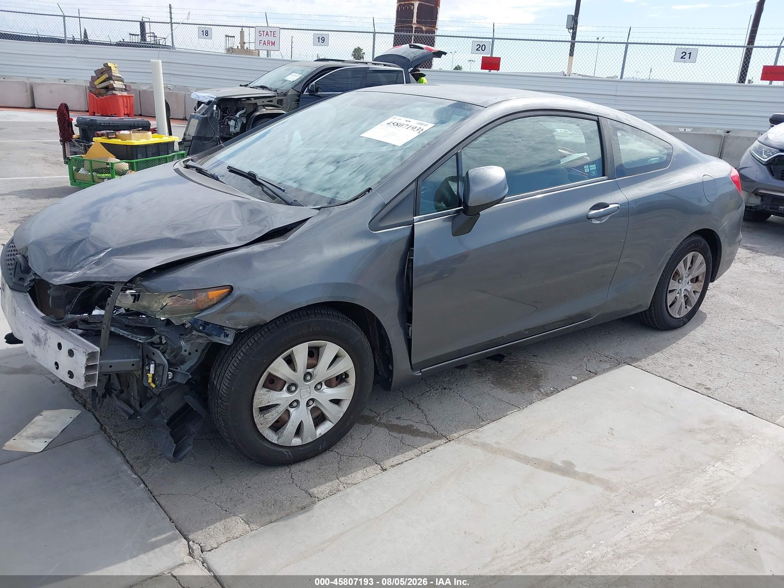 2012 Honda Civic Lx Gray vin: 2HGFG3B50CH527649
