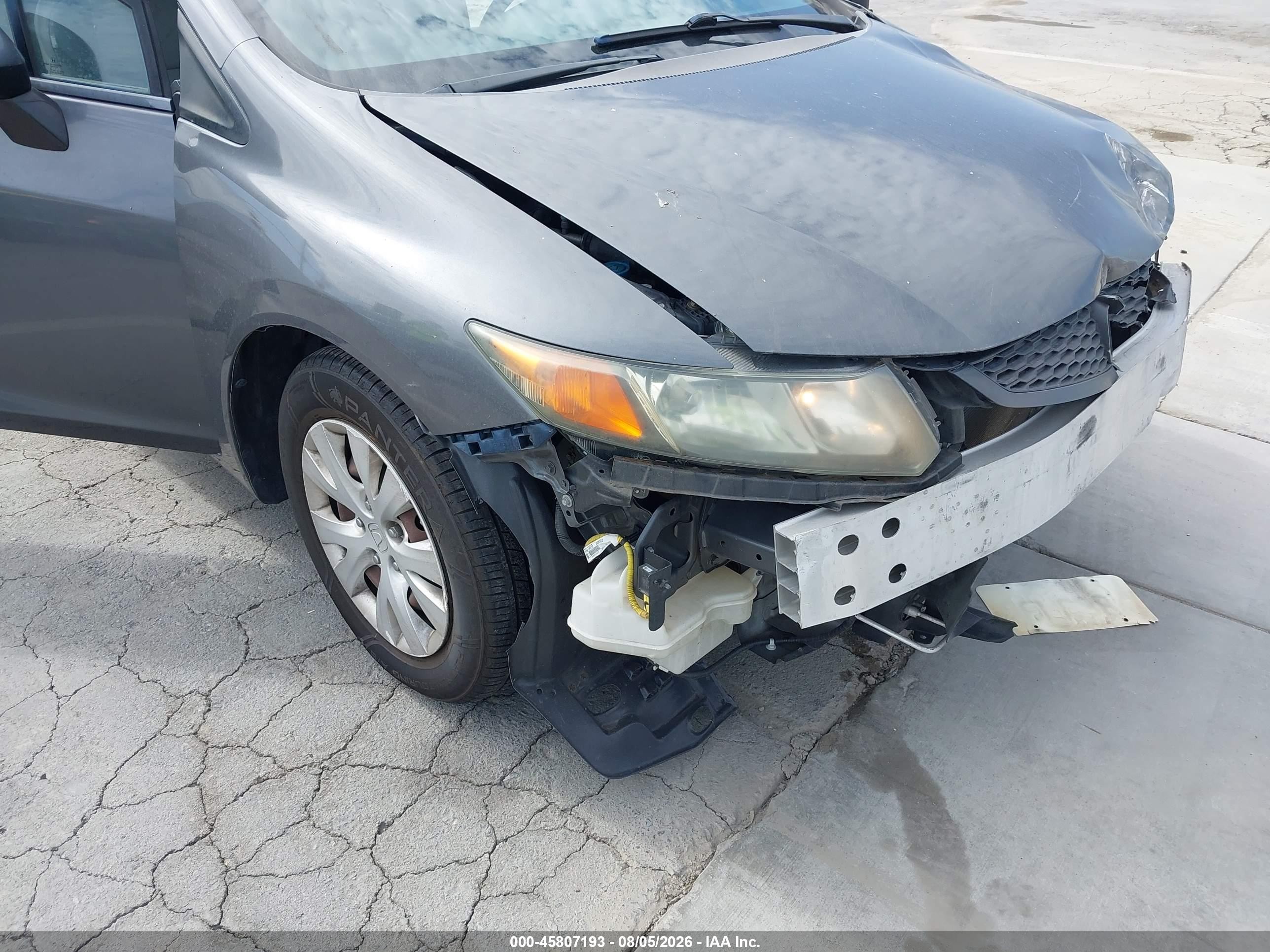 2012 Honda Civic Lx Gray vin: 2HGFG3B50CH527649