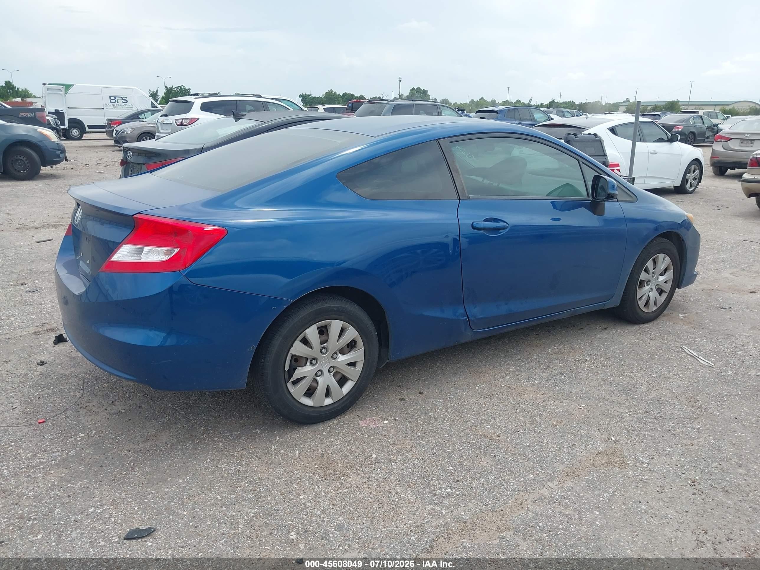 2012 Honda Civic Lx Blue vin: 2HGFG3B50CH551899