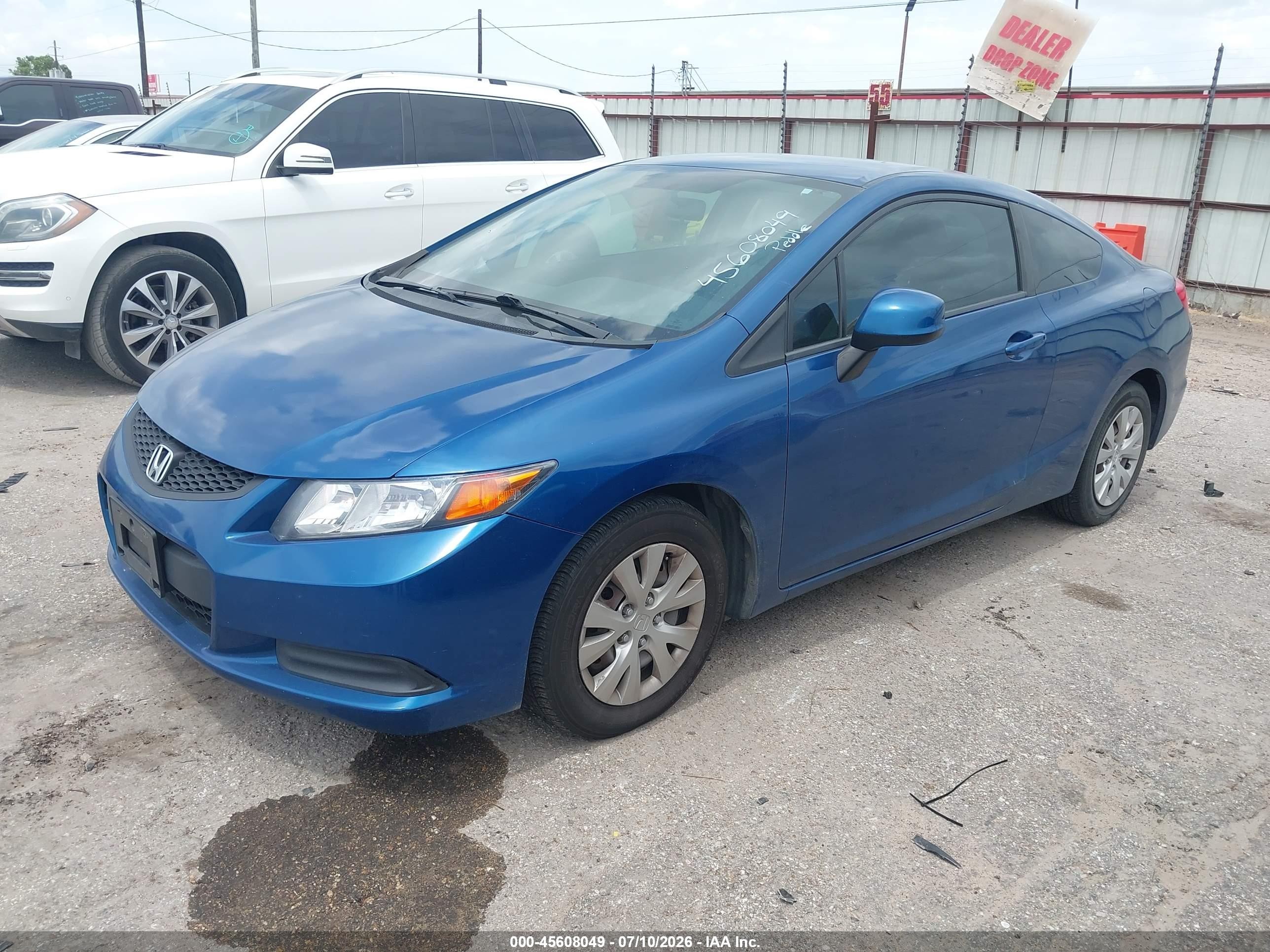 2012 Honda Civic Lx Blue vin: 2HGFG3B50CH551899