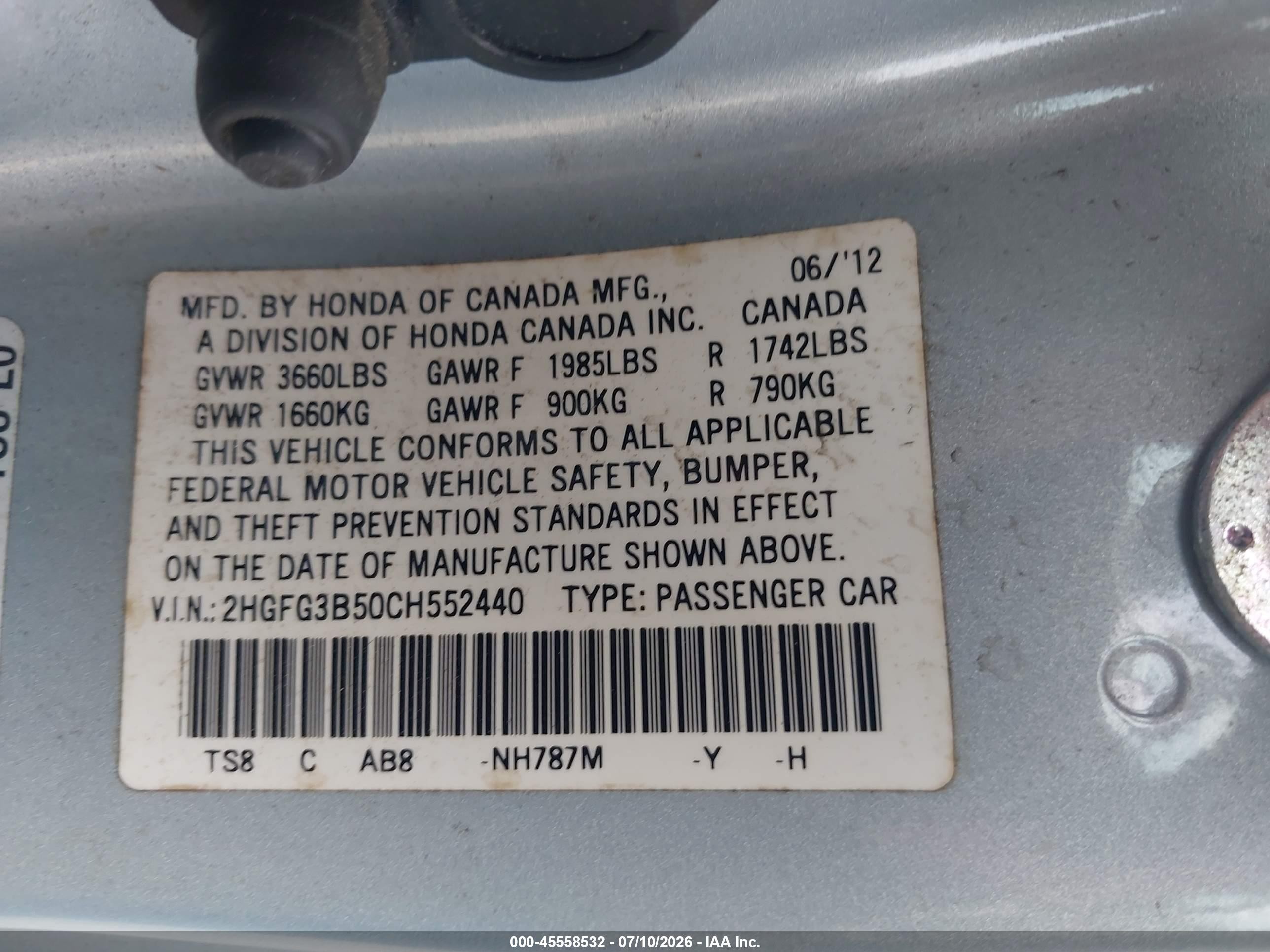 2012 Honda Civic Lx Серебряный vin: 2HGFG3B50CH552440