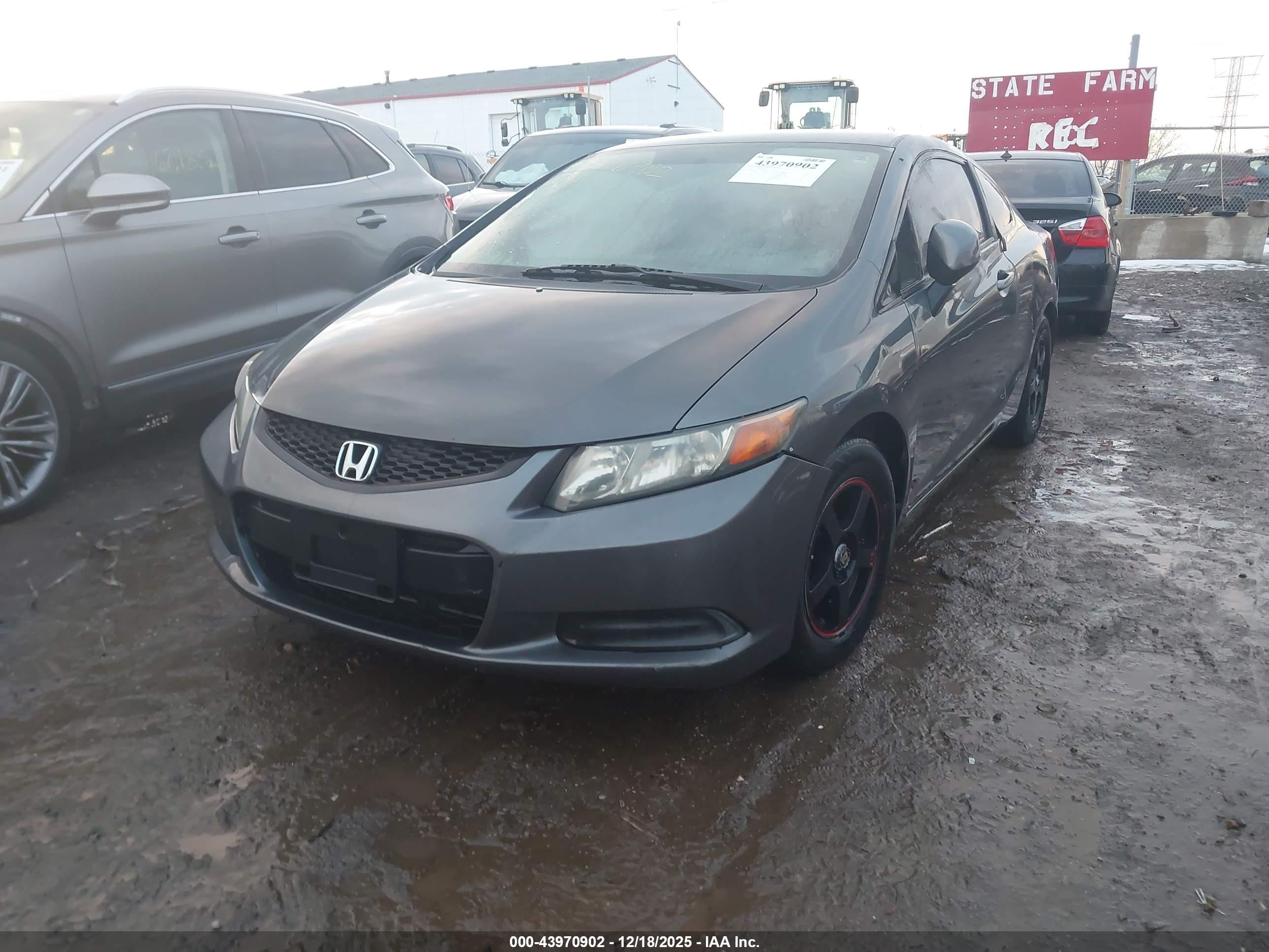 2012 Honda Civic Lx Gray vin: 2HGFG3B51CH505174