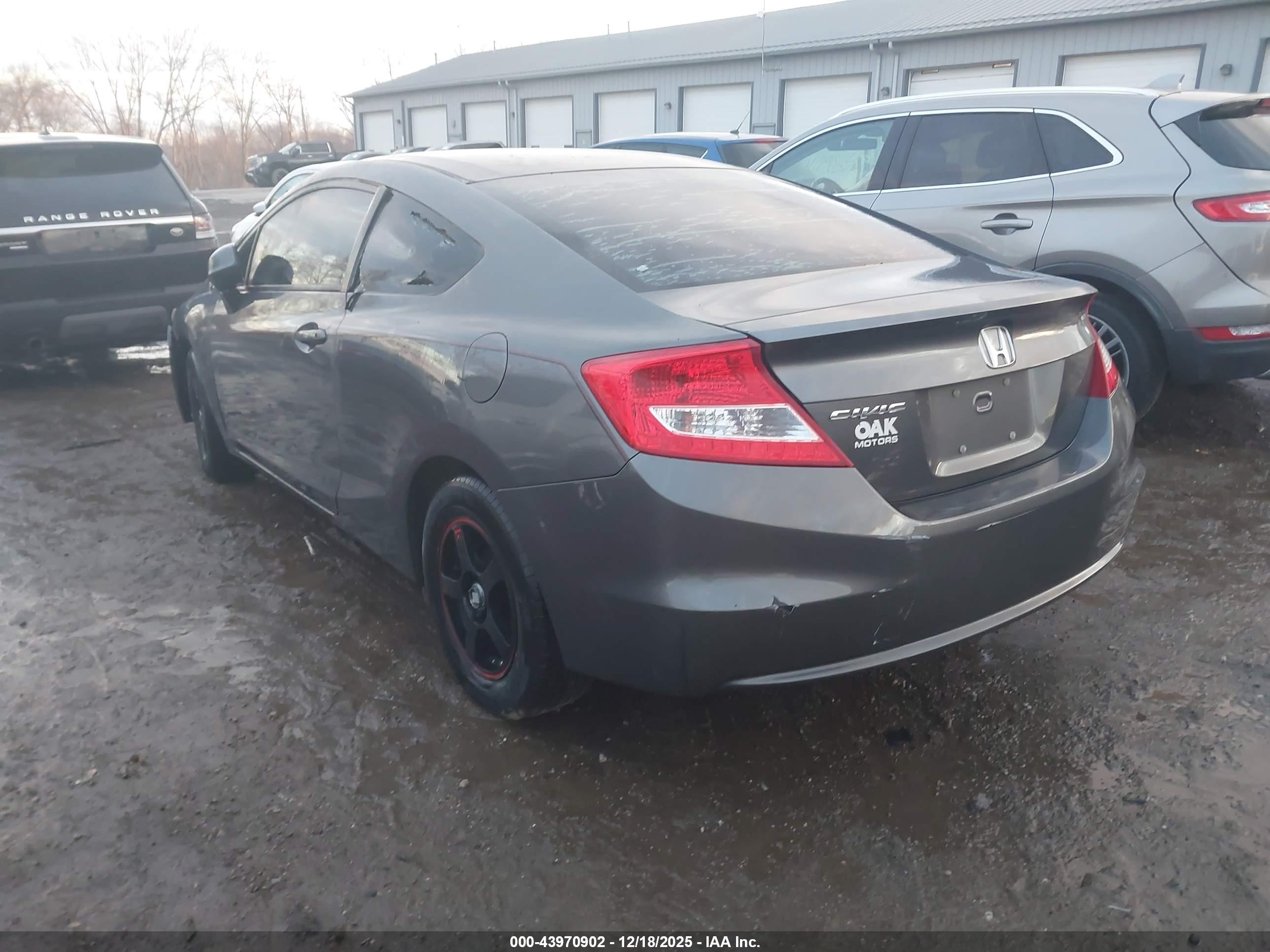 2012 Honda Civic Lx Gray vin: 2HGFG3B51CH505174