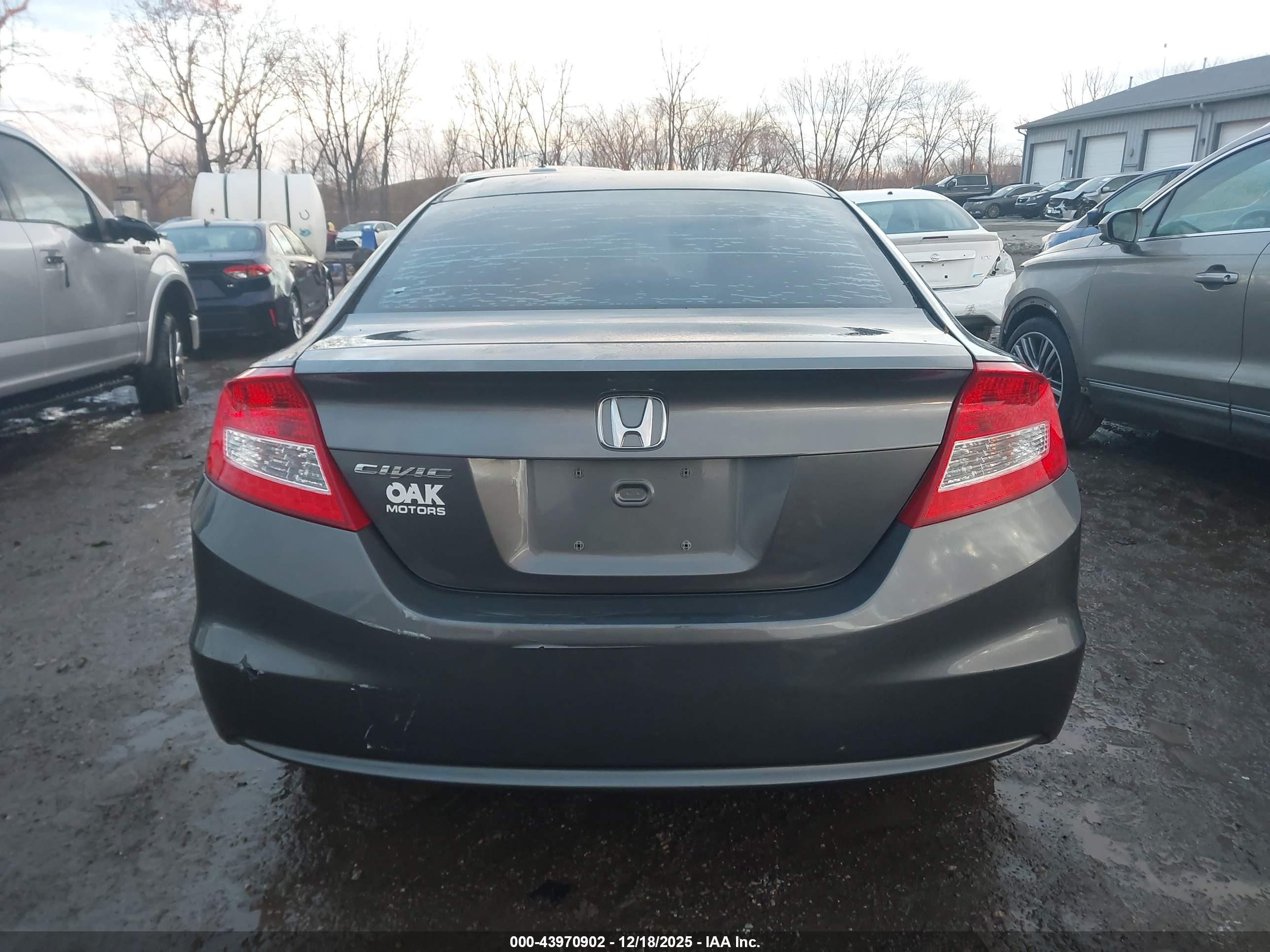 2012 Honda Civic Lx Gray vin: 2HGFG3B51CH505174
