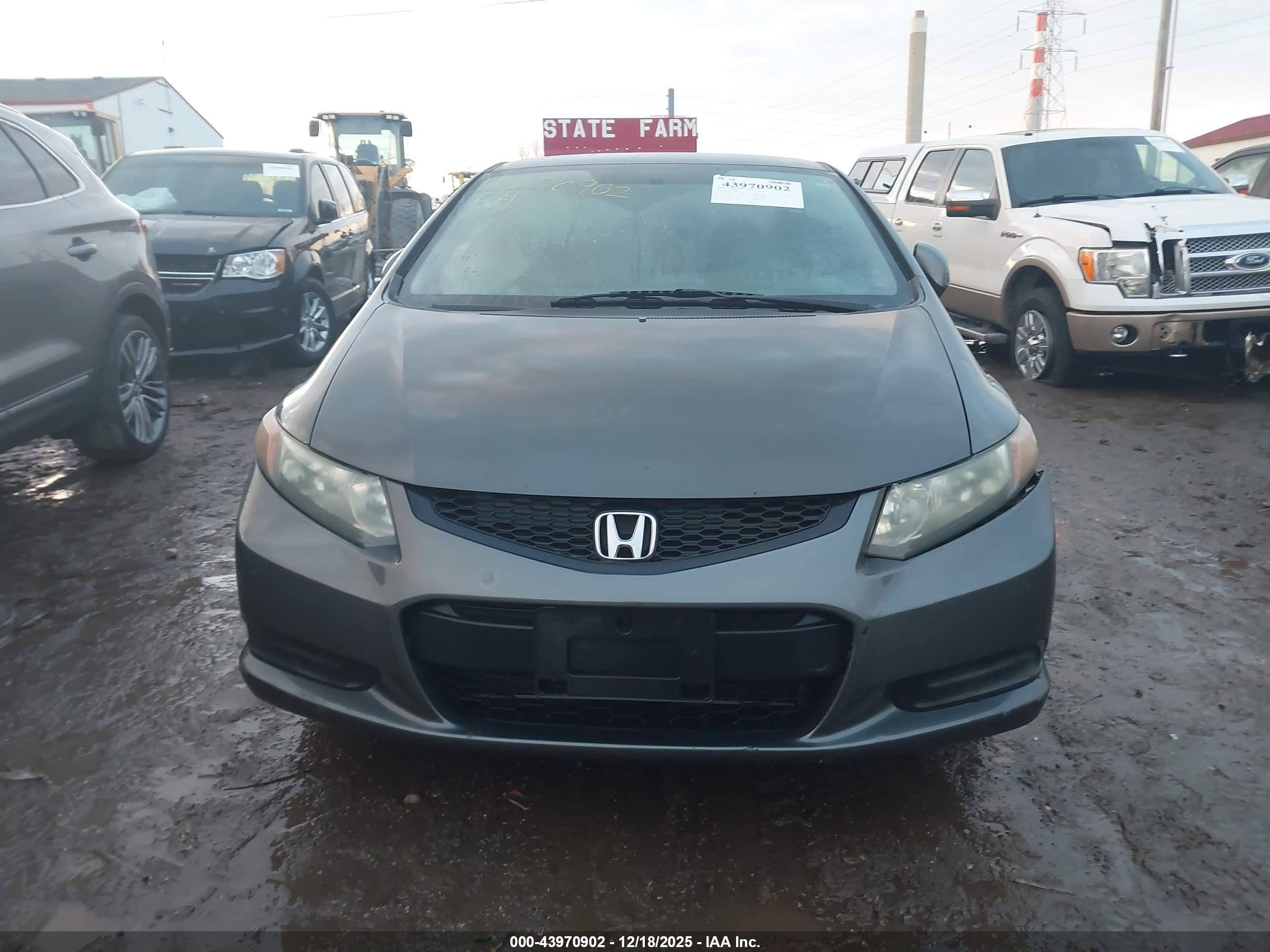 2012 Honda Civic Lx Gray vin: 2HGFG3B51CH505174