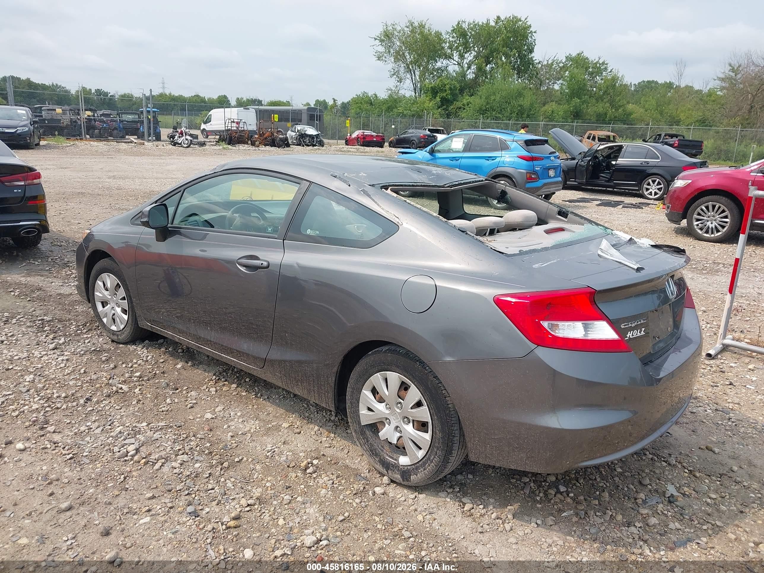 2012 Honda Civic Lx Gray vin: 2HGFG3B51CH506342