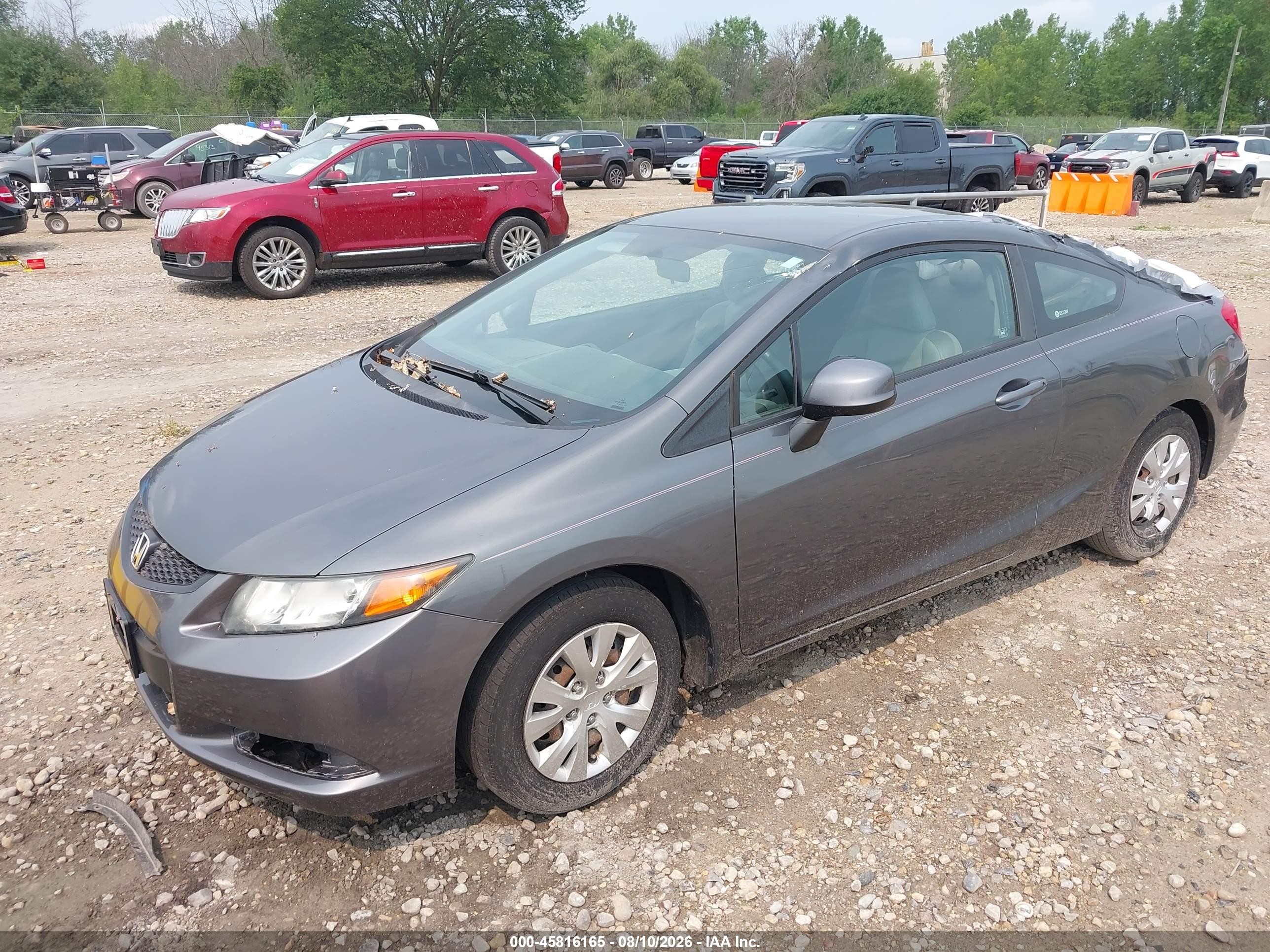 2012 Honda Civic Lx Gray vin: 2HGFG3B51CH506342
