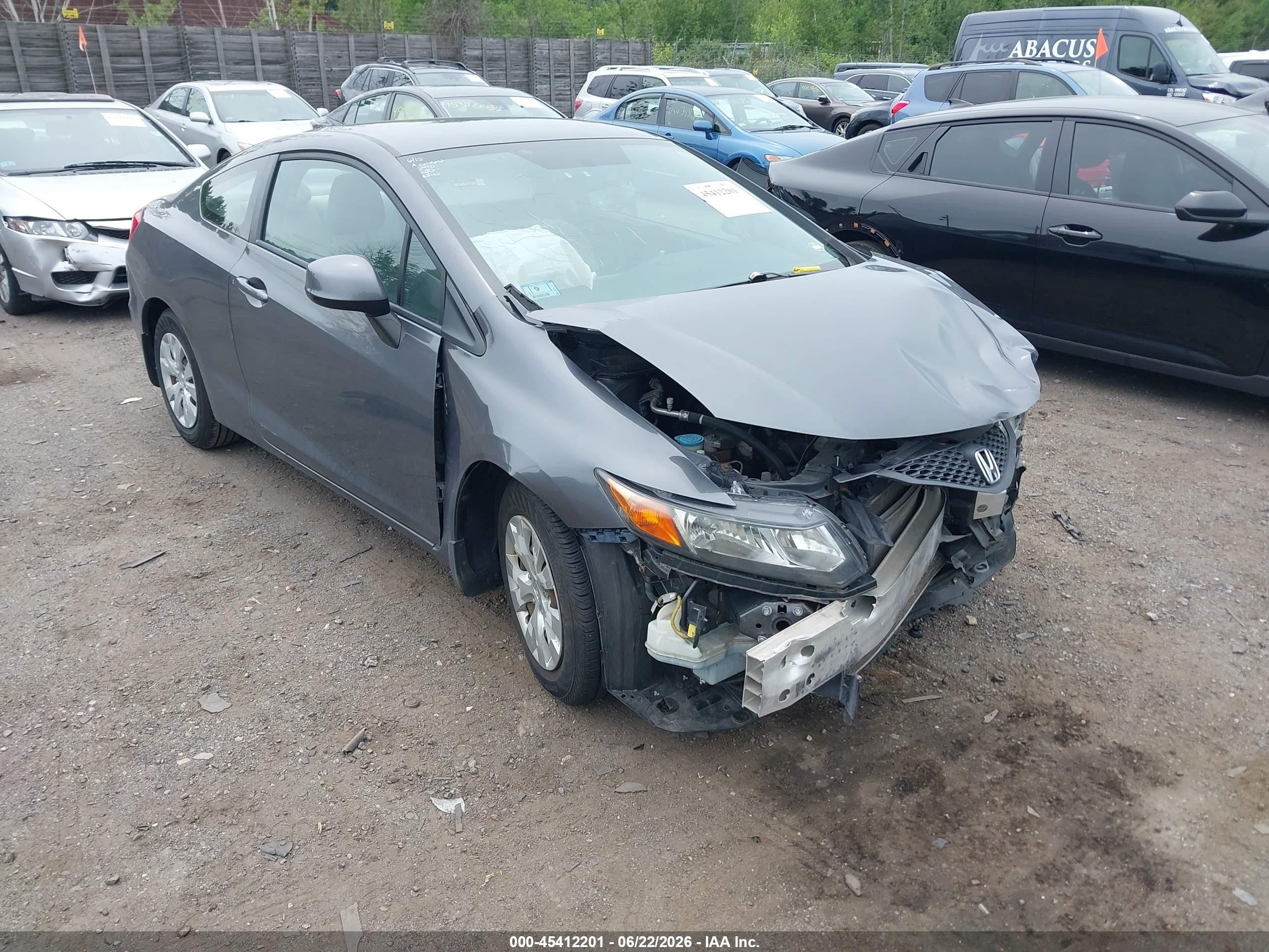 2012 Honda Civic Lx Gray vin: 2HGFG3B51CH517485