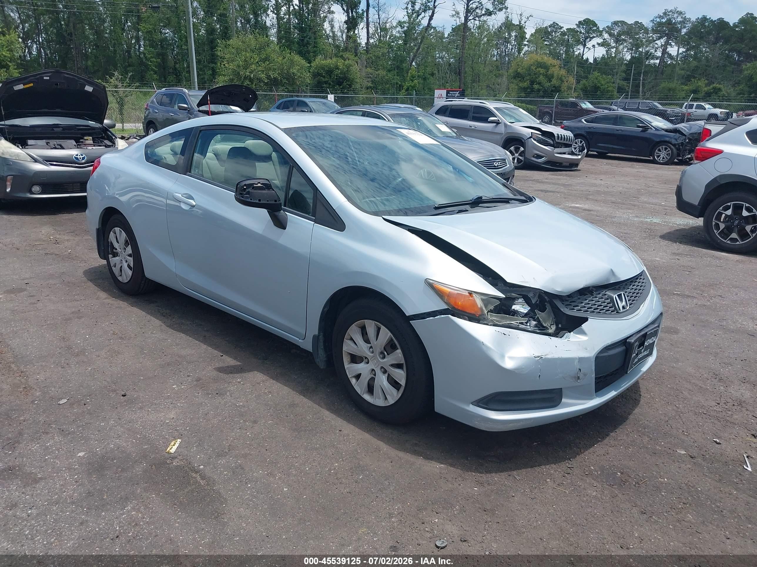 2012 Honda Civic Lx Light Blue vin: 2HGFG3B51CH522864