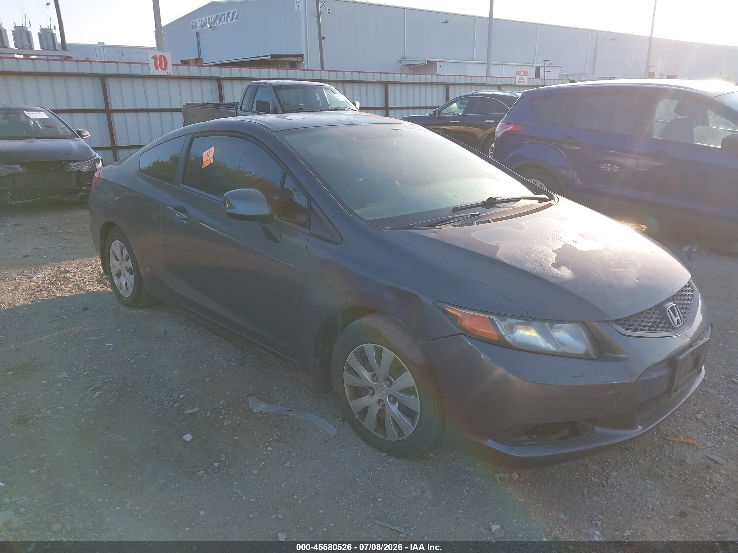 2012 Honda Civic Lx Gray vin: 2HGFG3B51CH550583