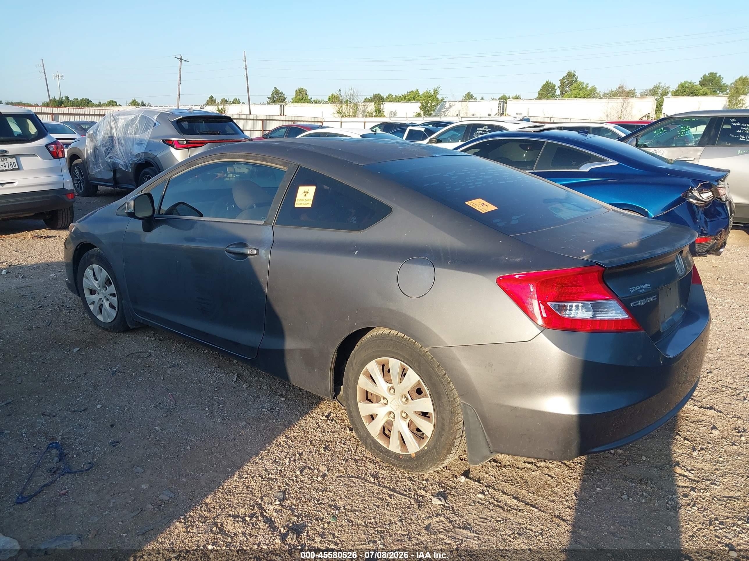 2012 Honda Civic Lx Gray vin: 2HGFG3B51CH550583