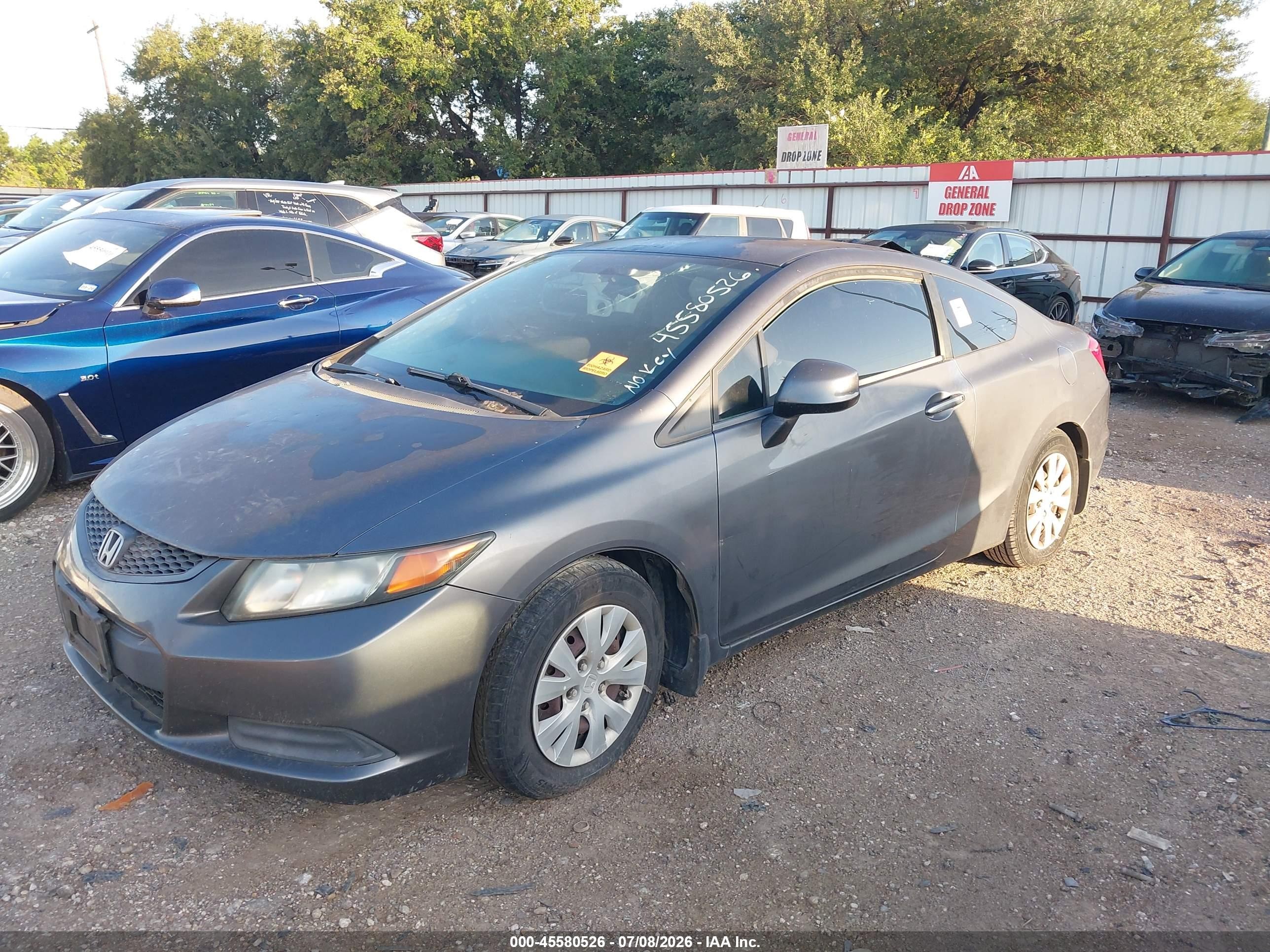 2012 Honda Civic Lx Gray vin: 2HGFG3B51CH550583