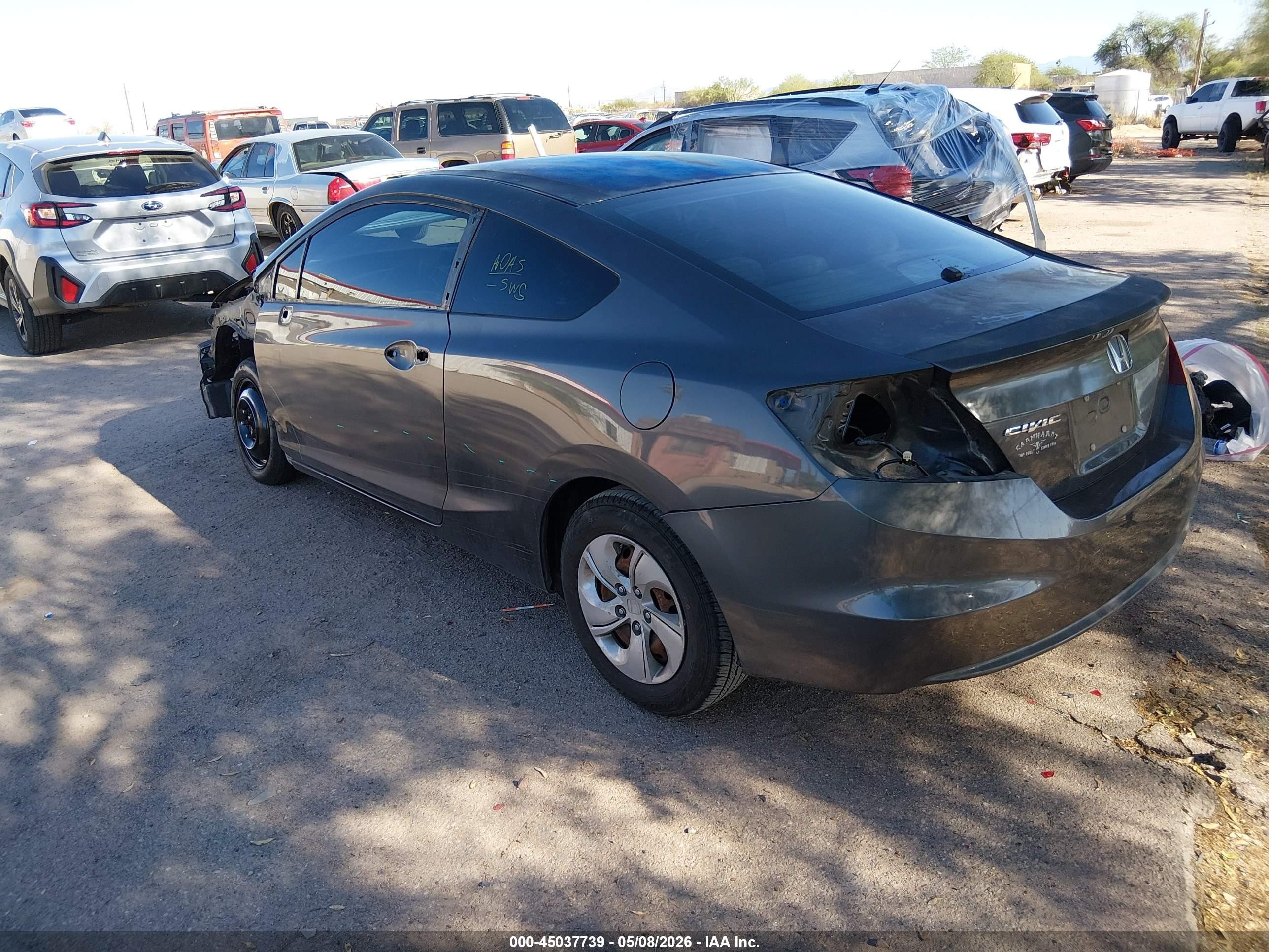 2013 Honda Civic Lx Gray vin: 2HGFG3B51DH508660