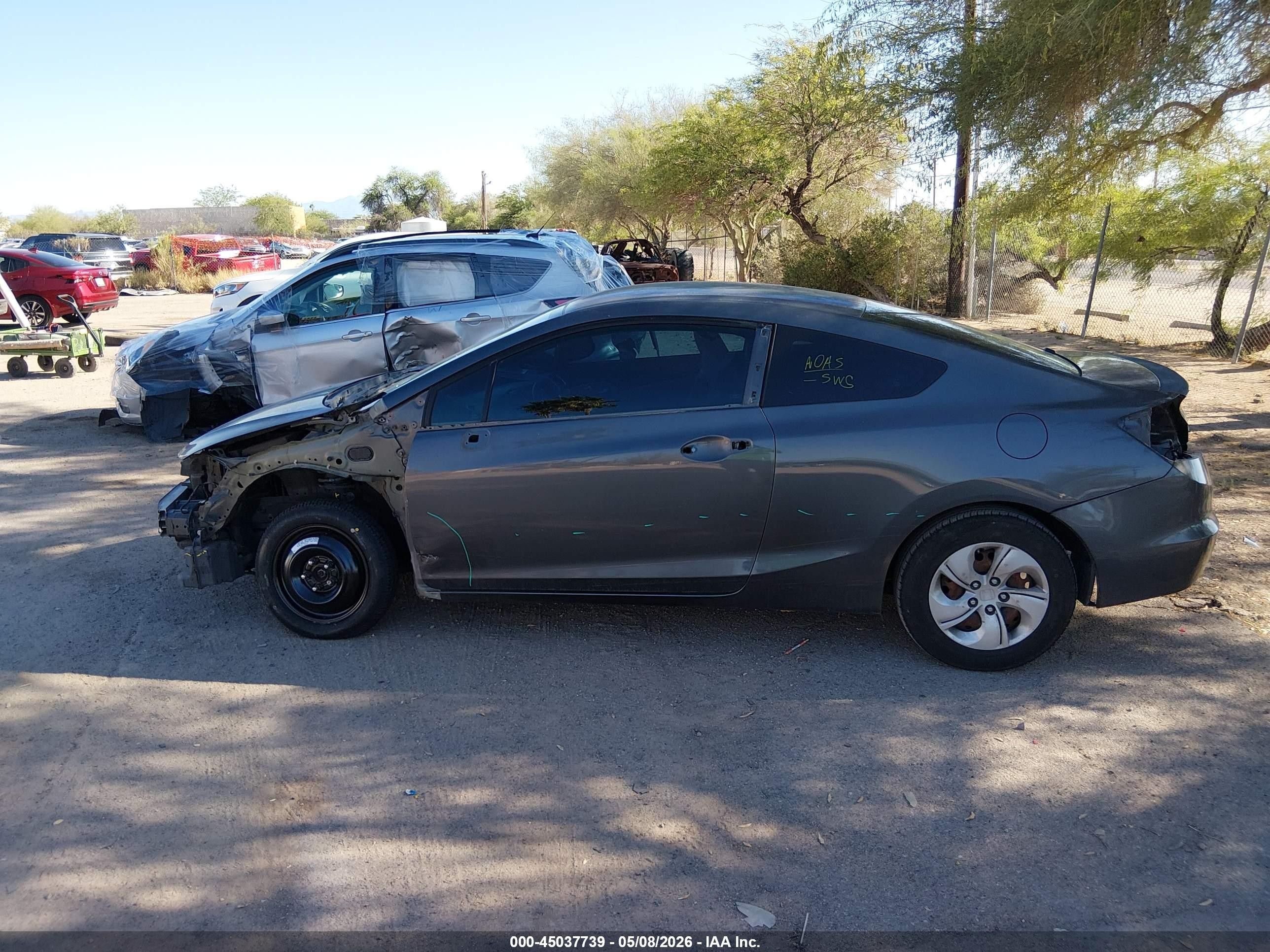 2013 Honda Civic Lx Gray vin: 2HGFG3B51DH508660