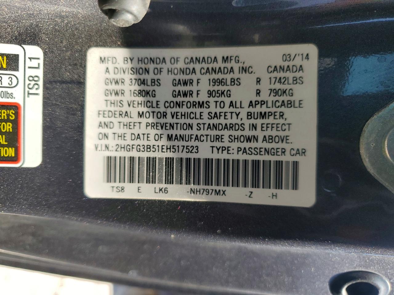 2014 Honda Civic Lx Угольный vin: 2HGFG3B51EH517523