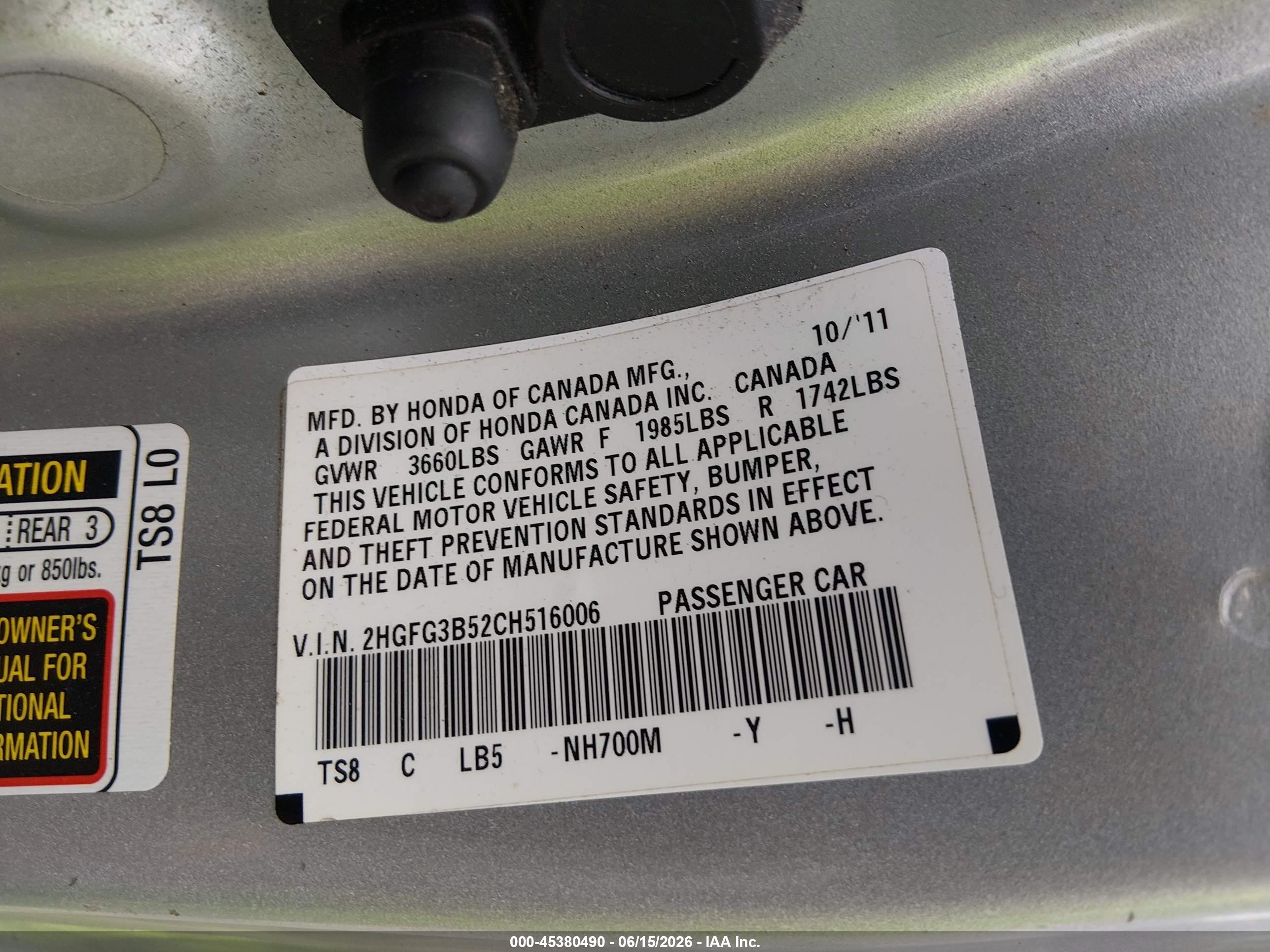 2012 Honda Civic Lx Silver vin: 2HGFG3B52CH516006