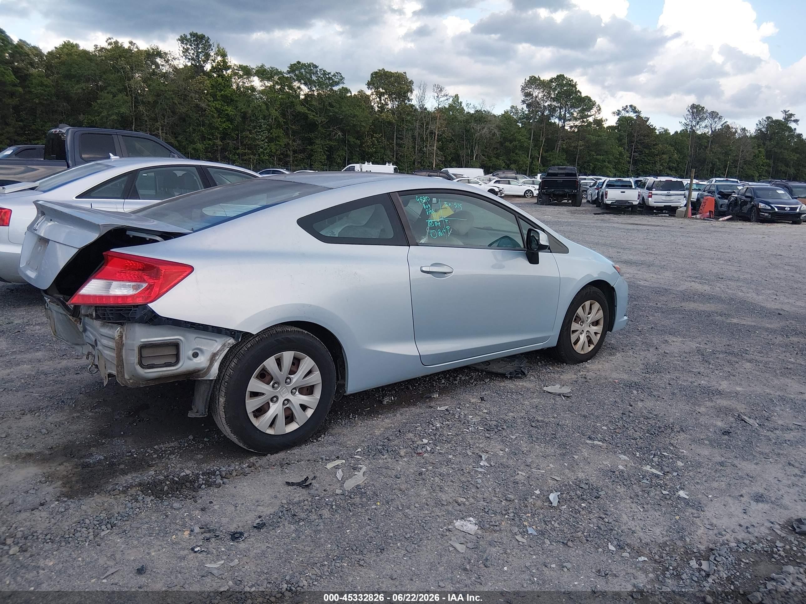 2012 Honda Civic Lx Серый vin: 2HGFG3B52CH532366