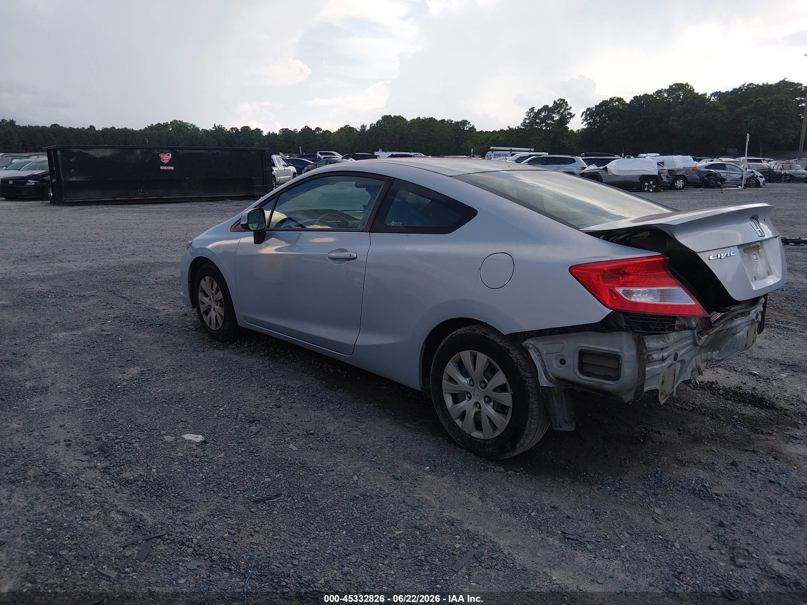 2012 Honda Civic Lx Серый vin: 2HGFG3B52CH532366