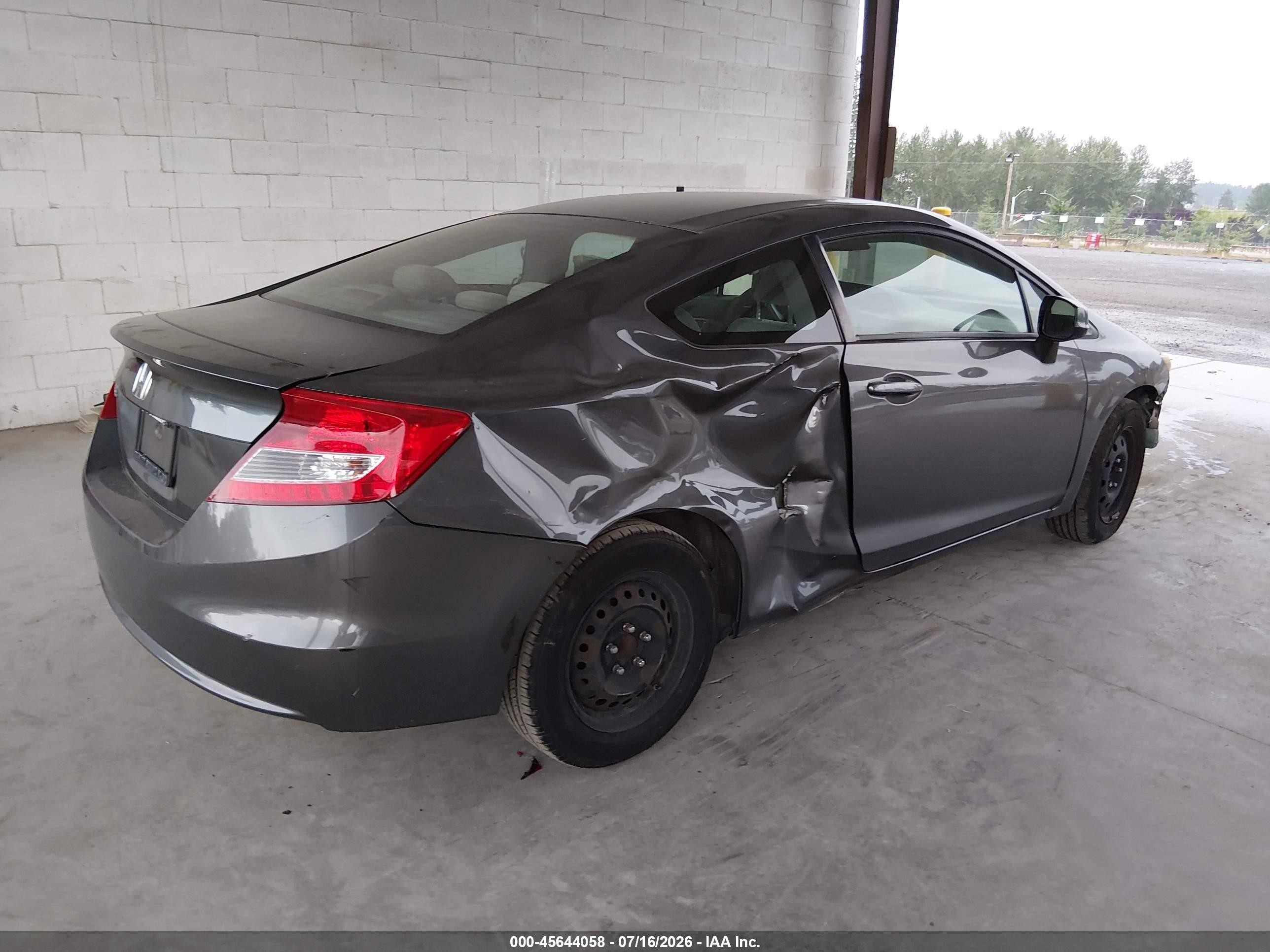 2012 Honda Civic Lx Gray vin: 2HGFG3B52CH563780