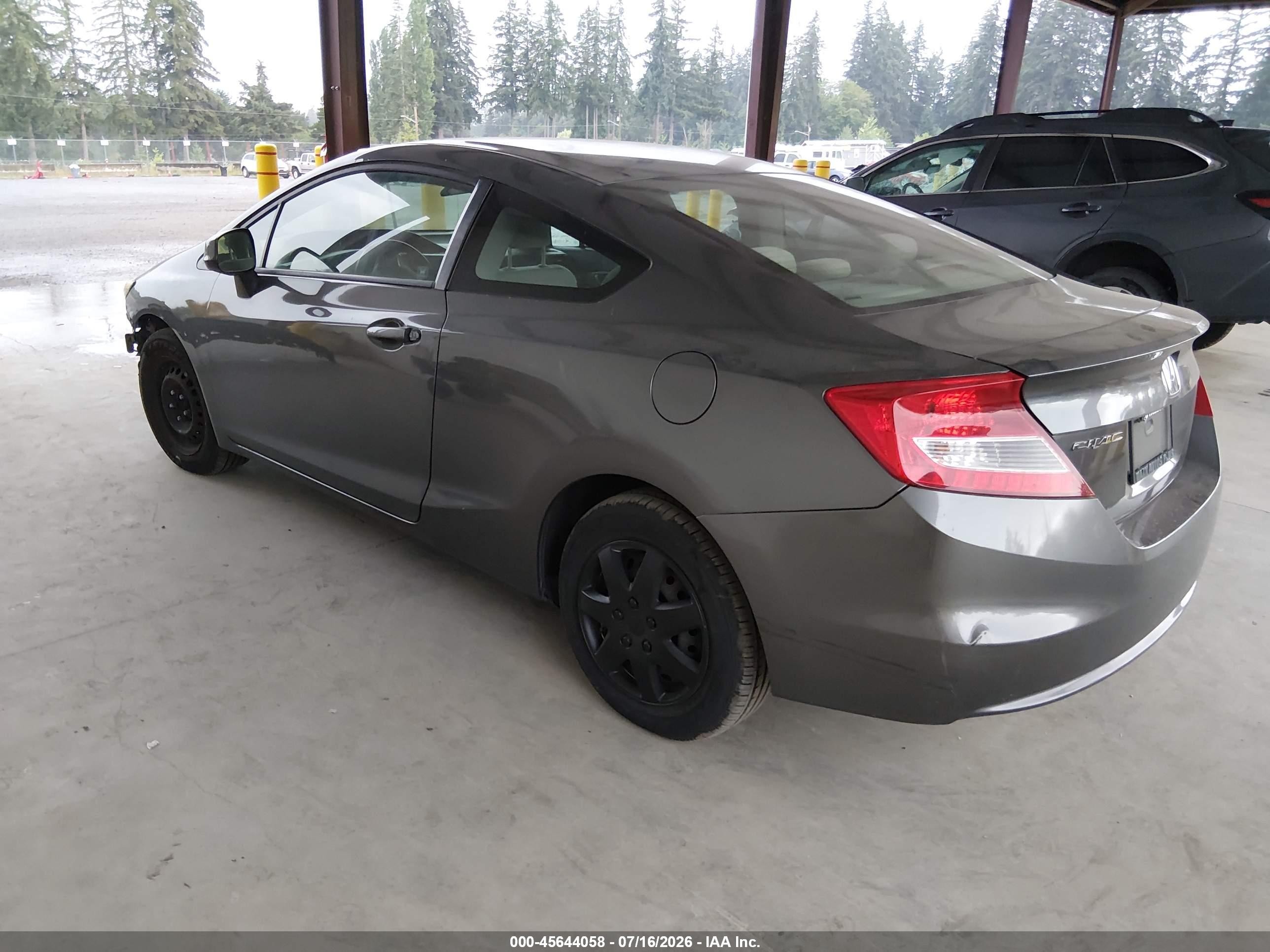 2012 Honda Civic Lx Gray vin: 2HGFG3B52CH563780